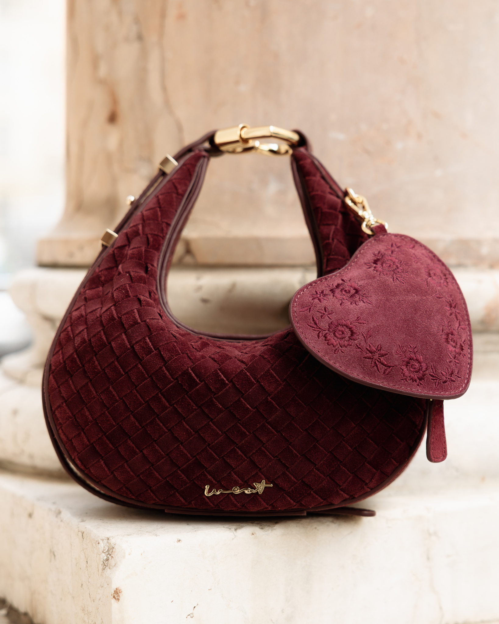 Heart Pouch Charm Merlot
