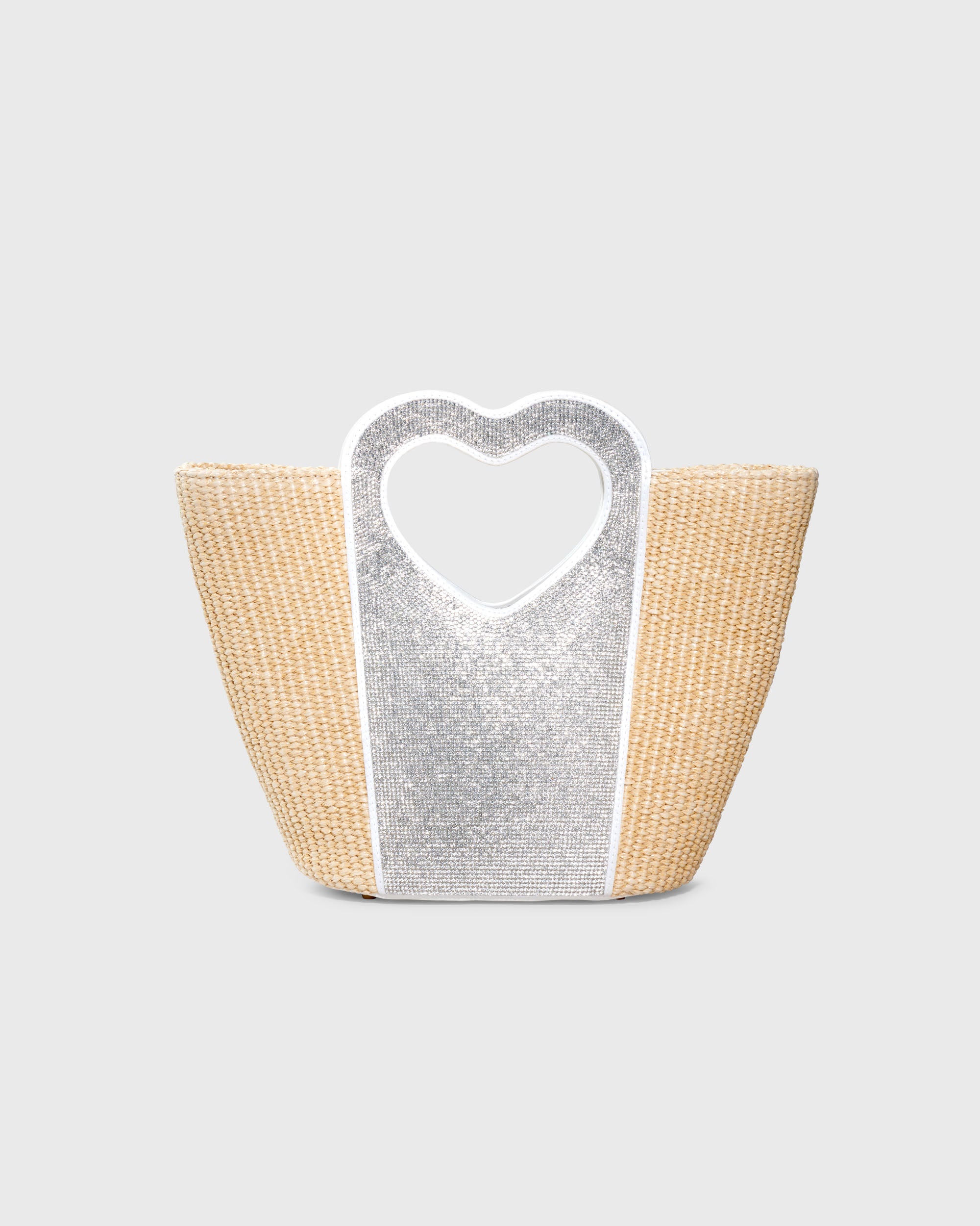 Mini Tote Heart Raffia Crystal