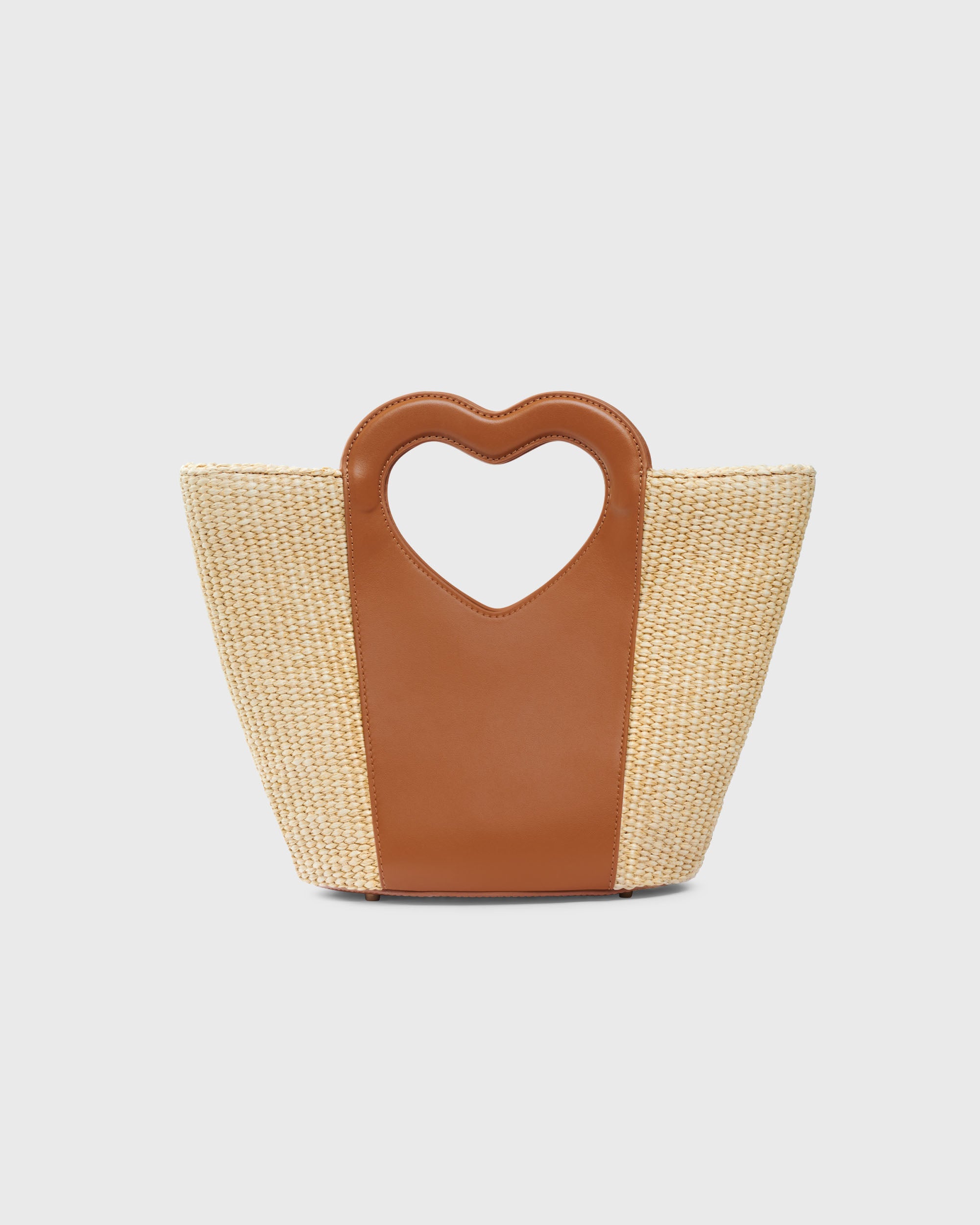 Mini Tote Heart Raffia Caramel