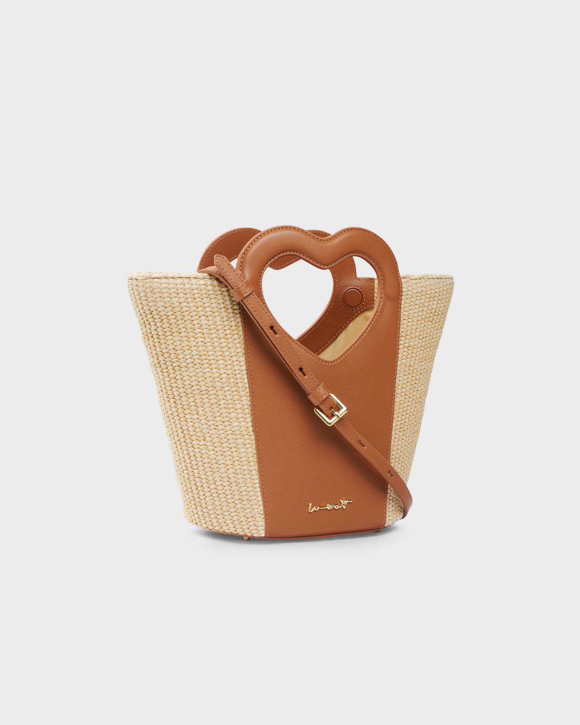 Mini Tote Heart Raffia Caramel