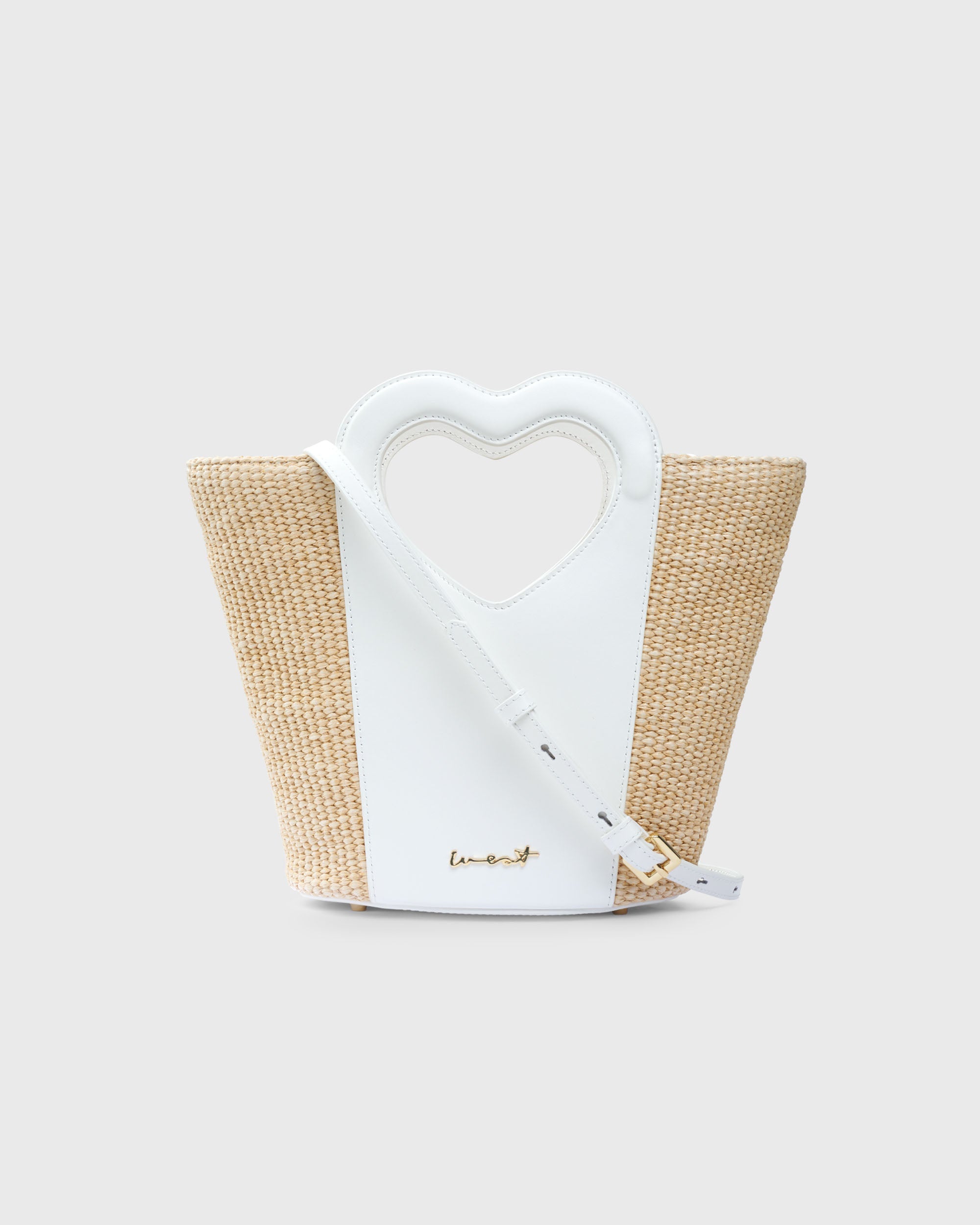 Mini Tote Heart Raffia Coconut