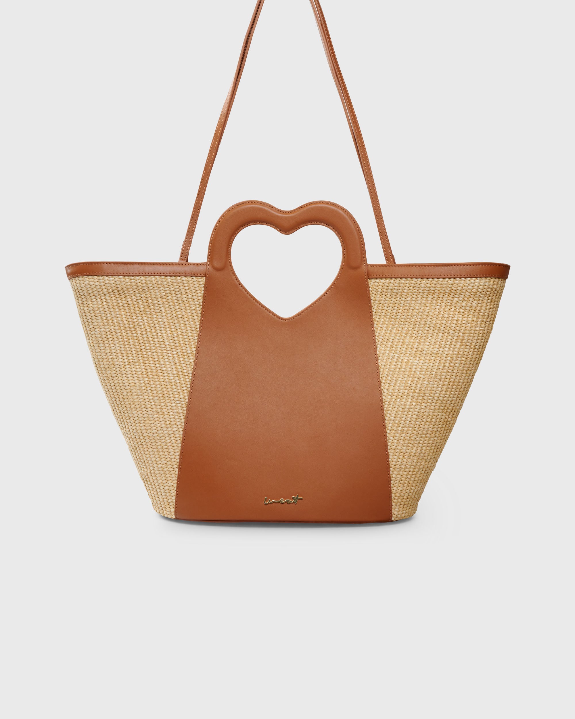 Tote Heart Raffia Caramel
