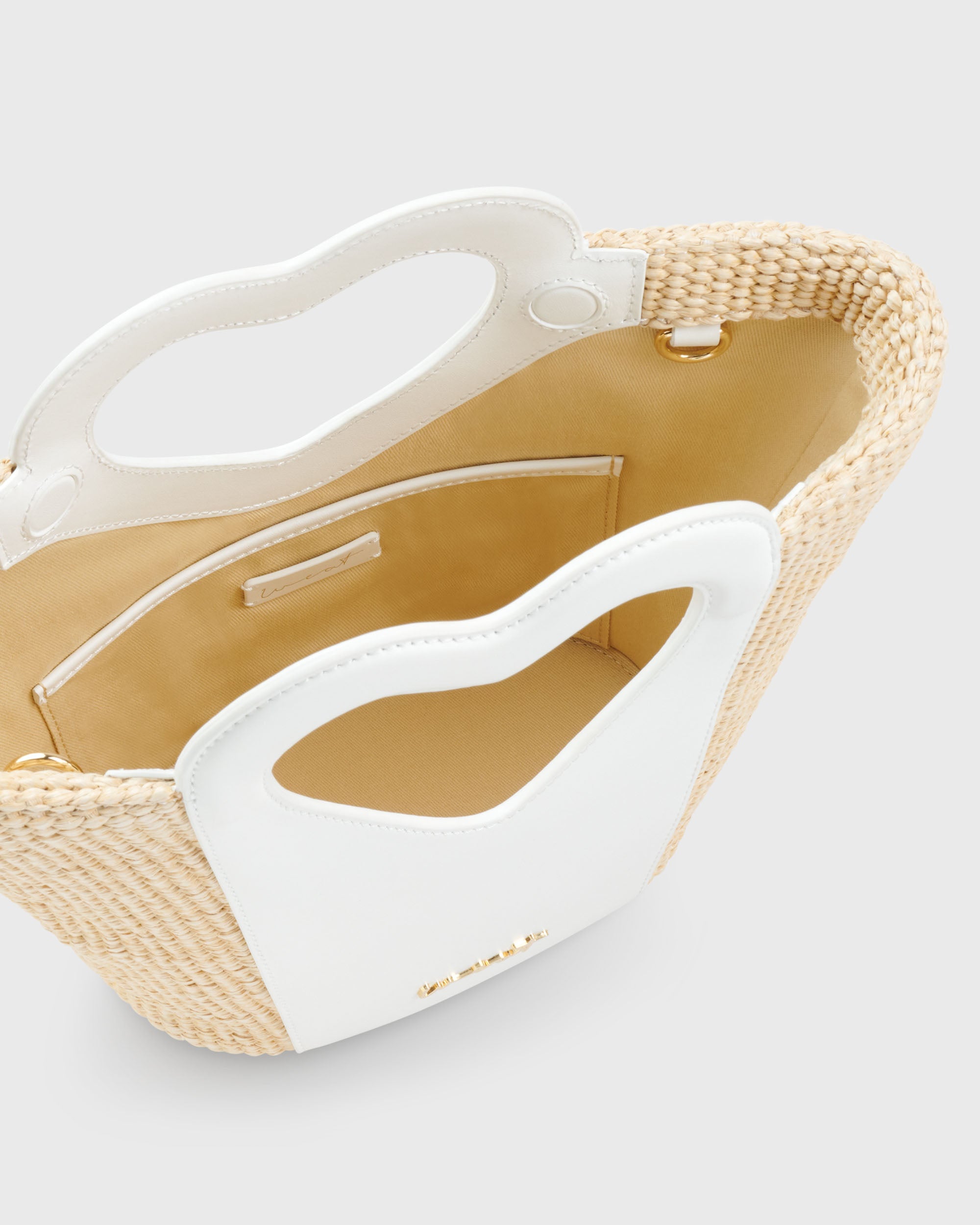 Mini Tote Heart Raffia Coconut