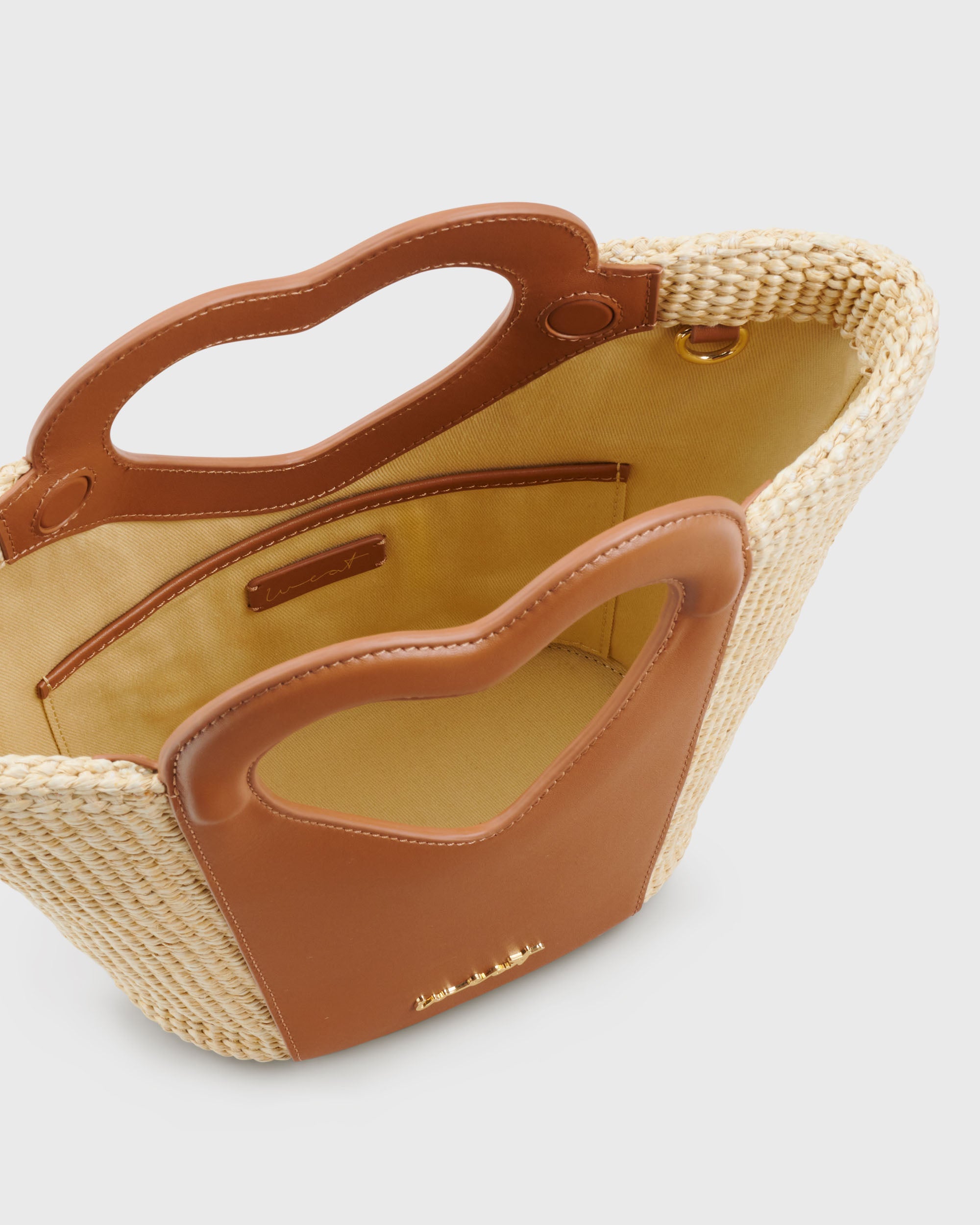 Mini Tote Heart Raffia Caramel