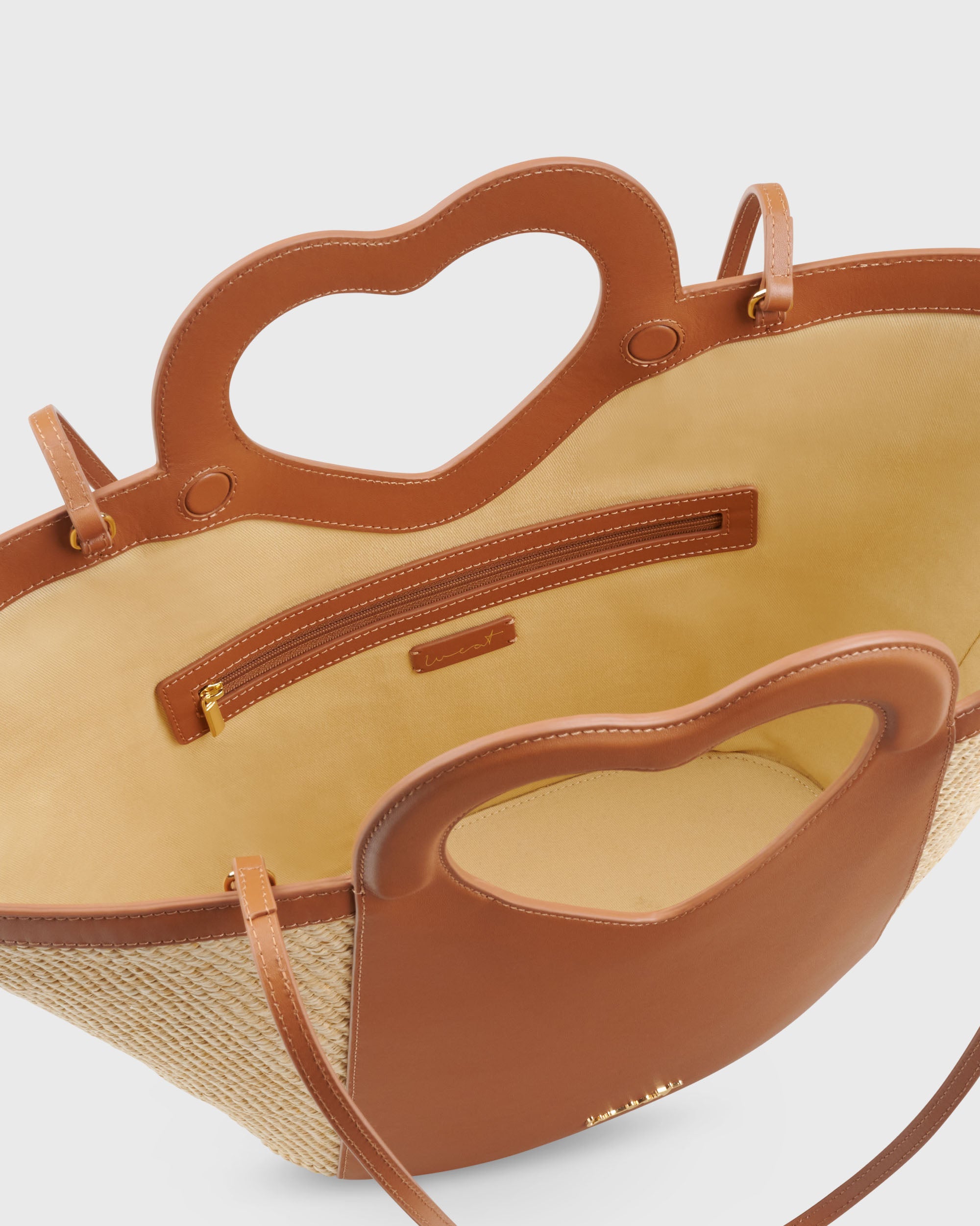 Tote Heart Raffia Caramel