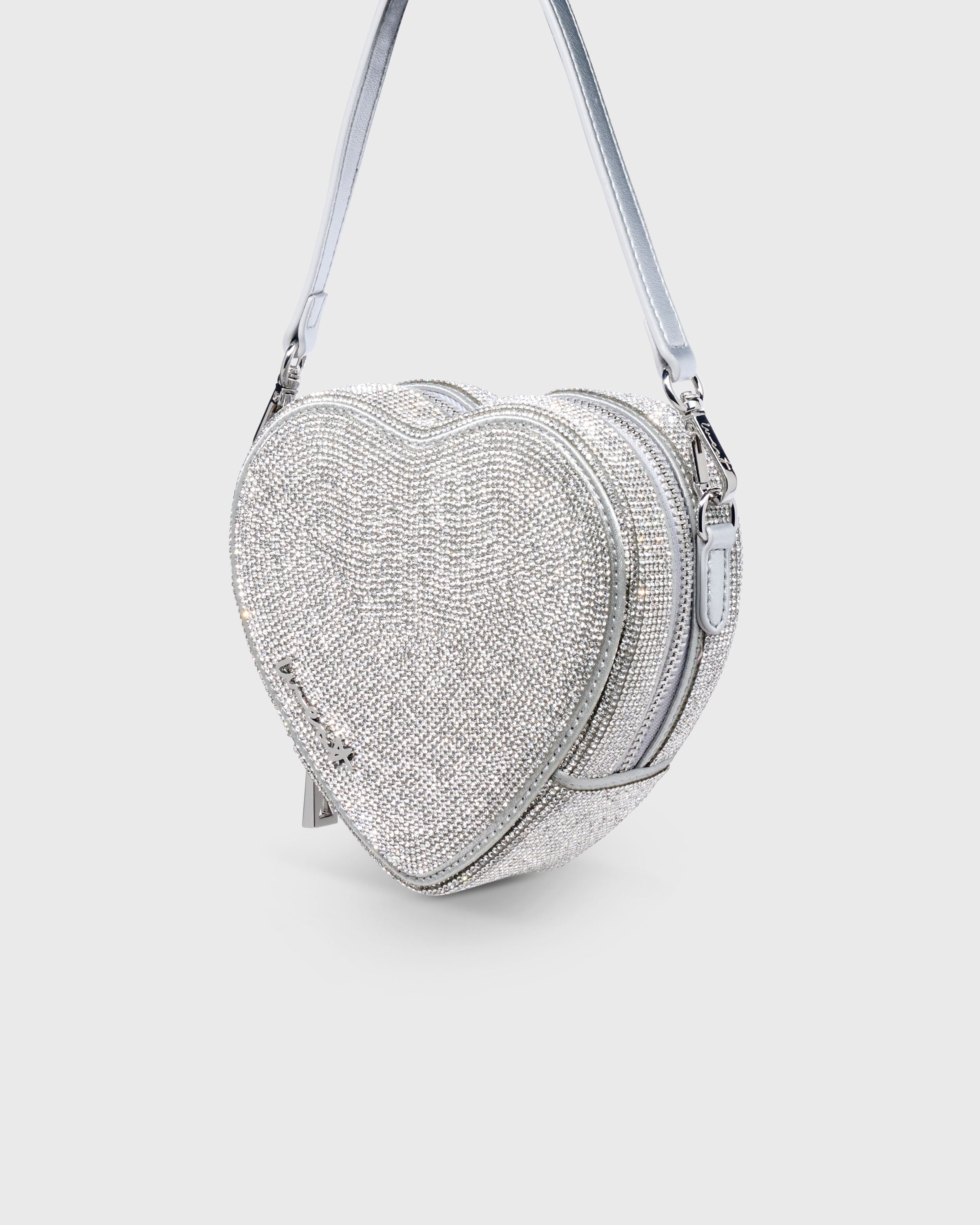 Midi Heart Bag Crystal - Silver