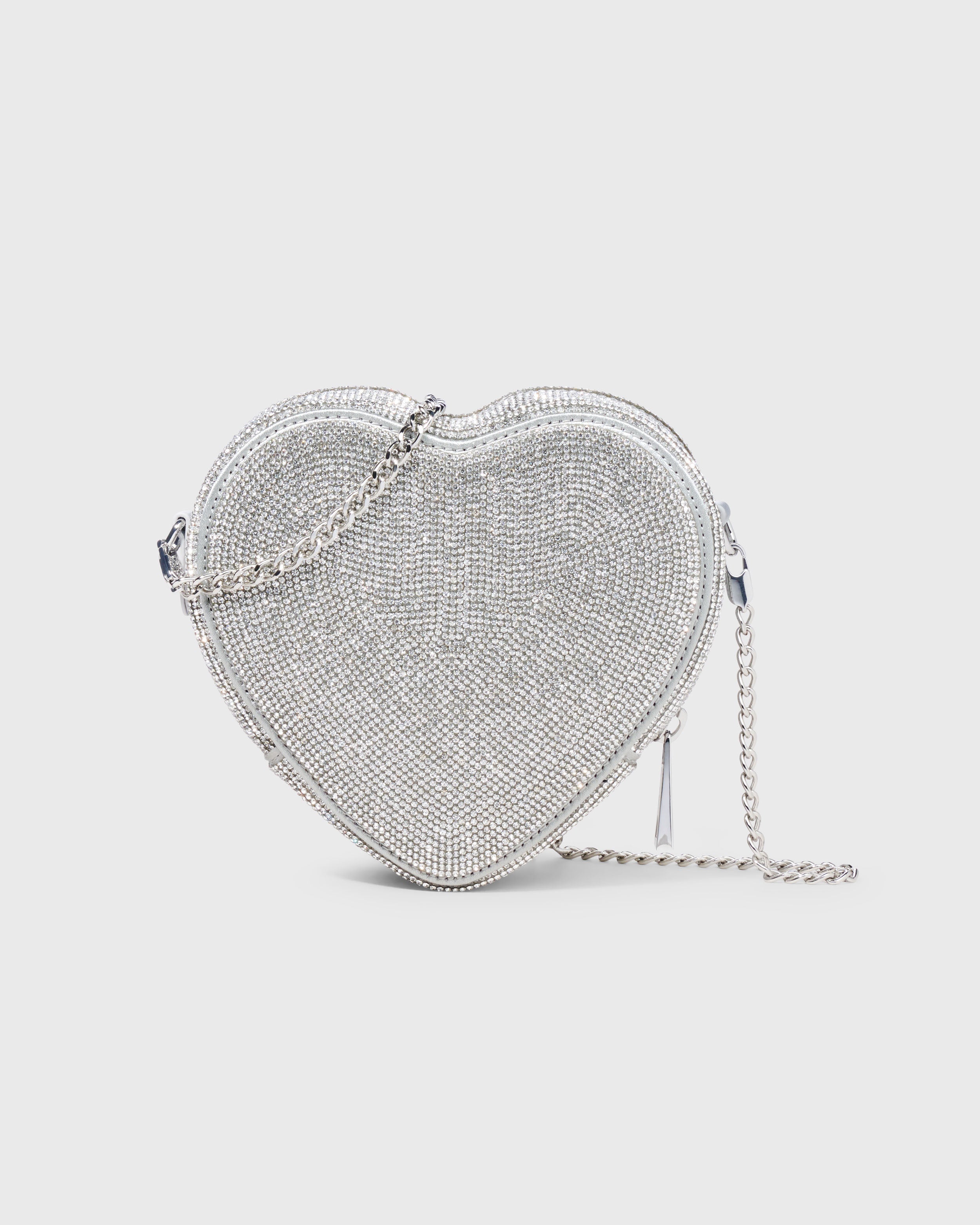Midi Heart Bag Crystal - Silver