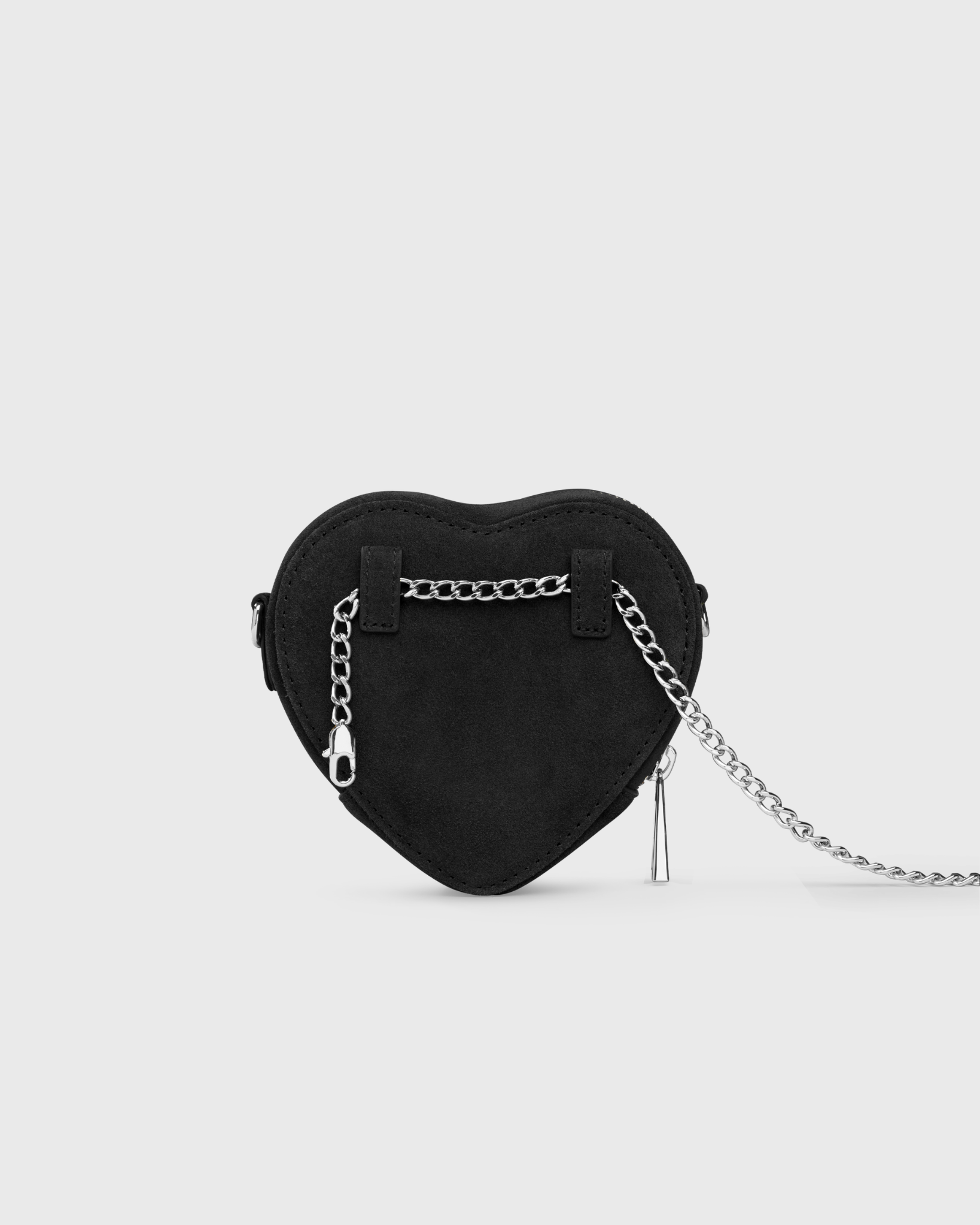 Mini Heart Bag Suede Black - Silver