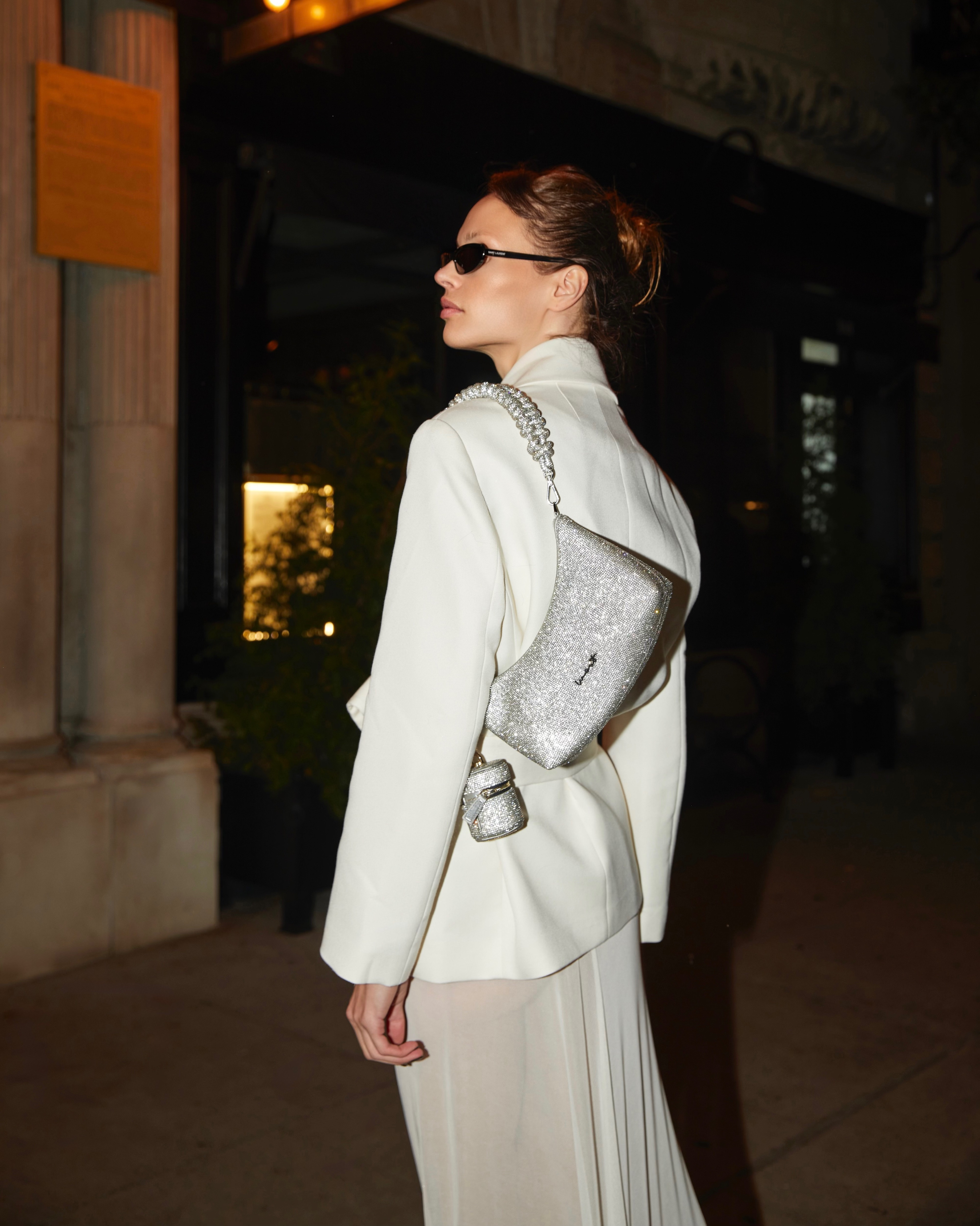 Baguette Bag Crystal Silver