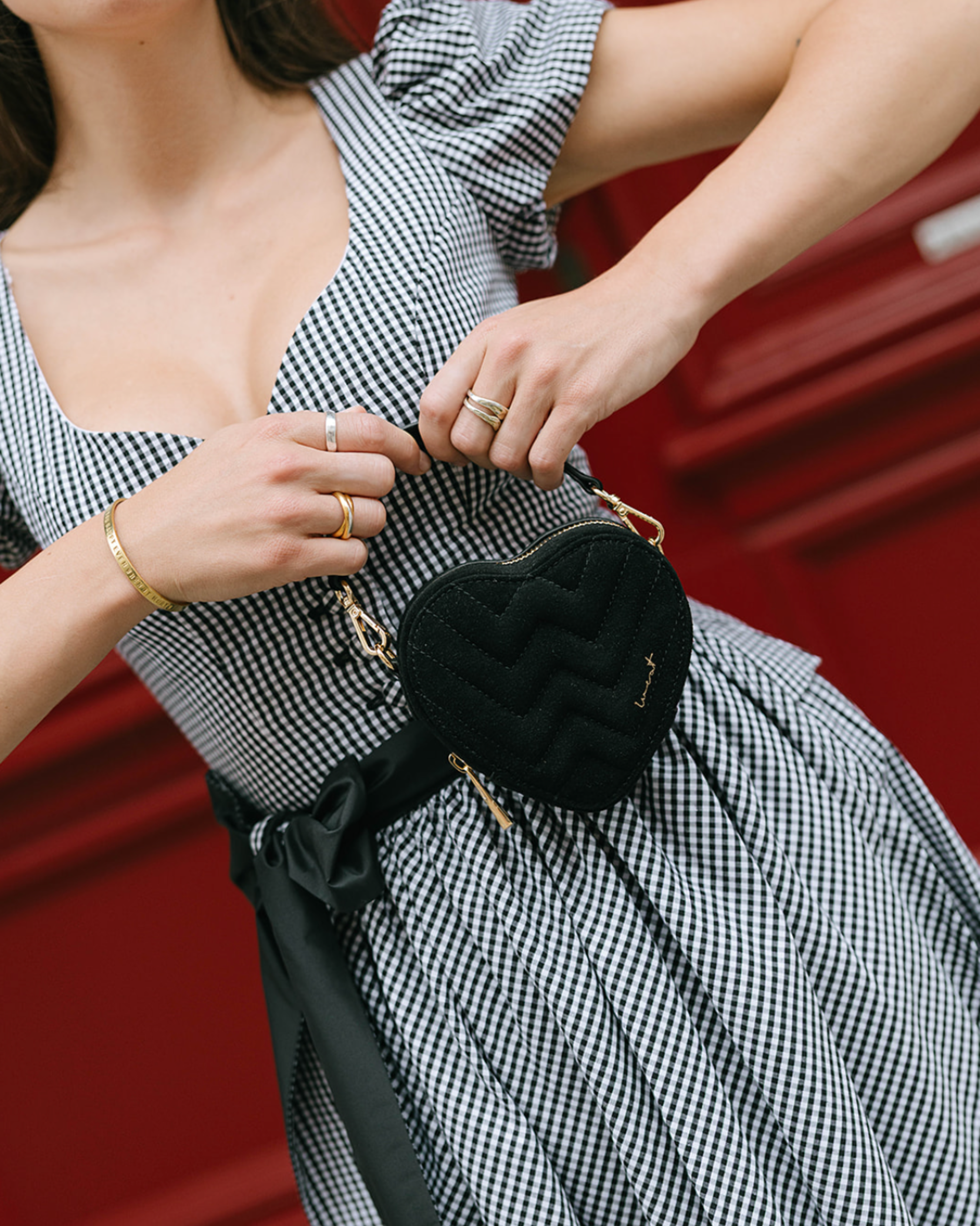 Mini Heart Bag Suede Black