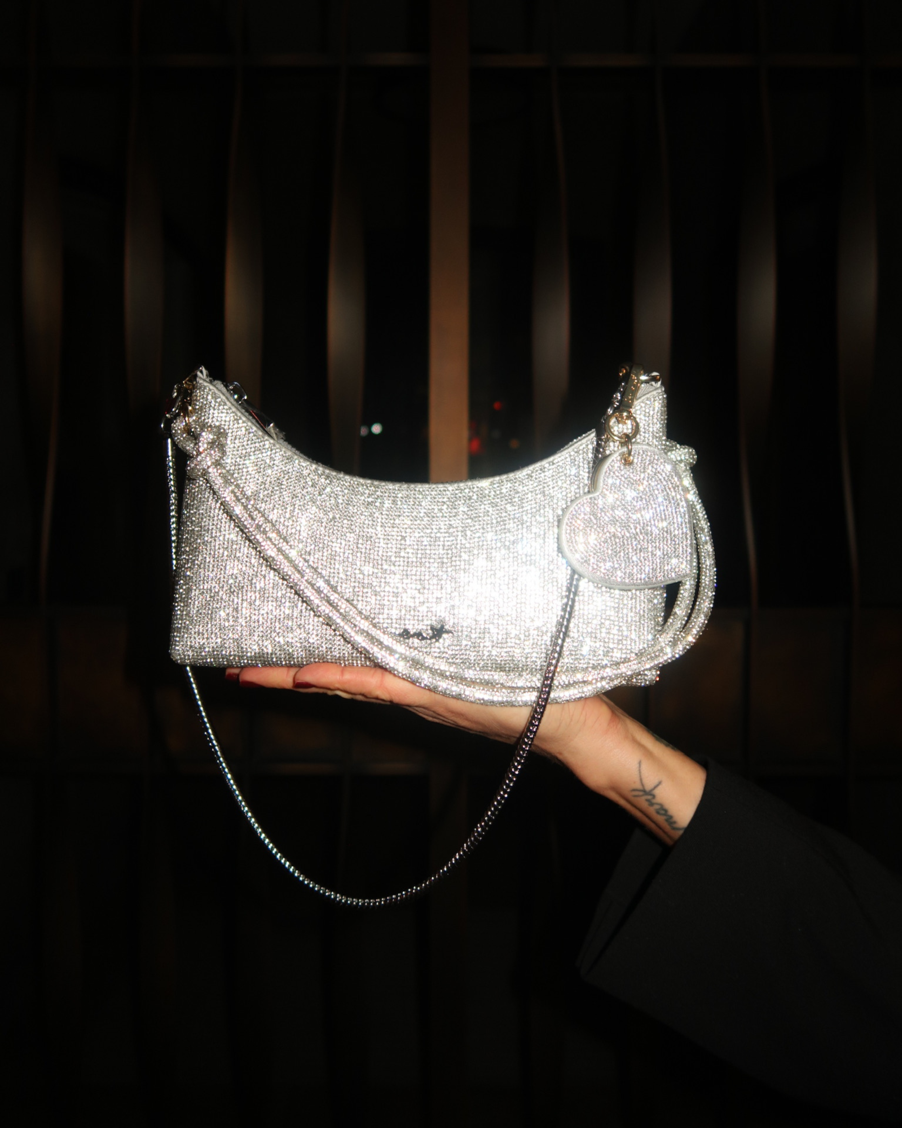 Heart Charm Crystal - Silver