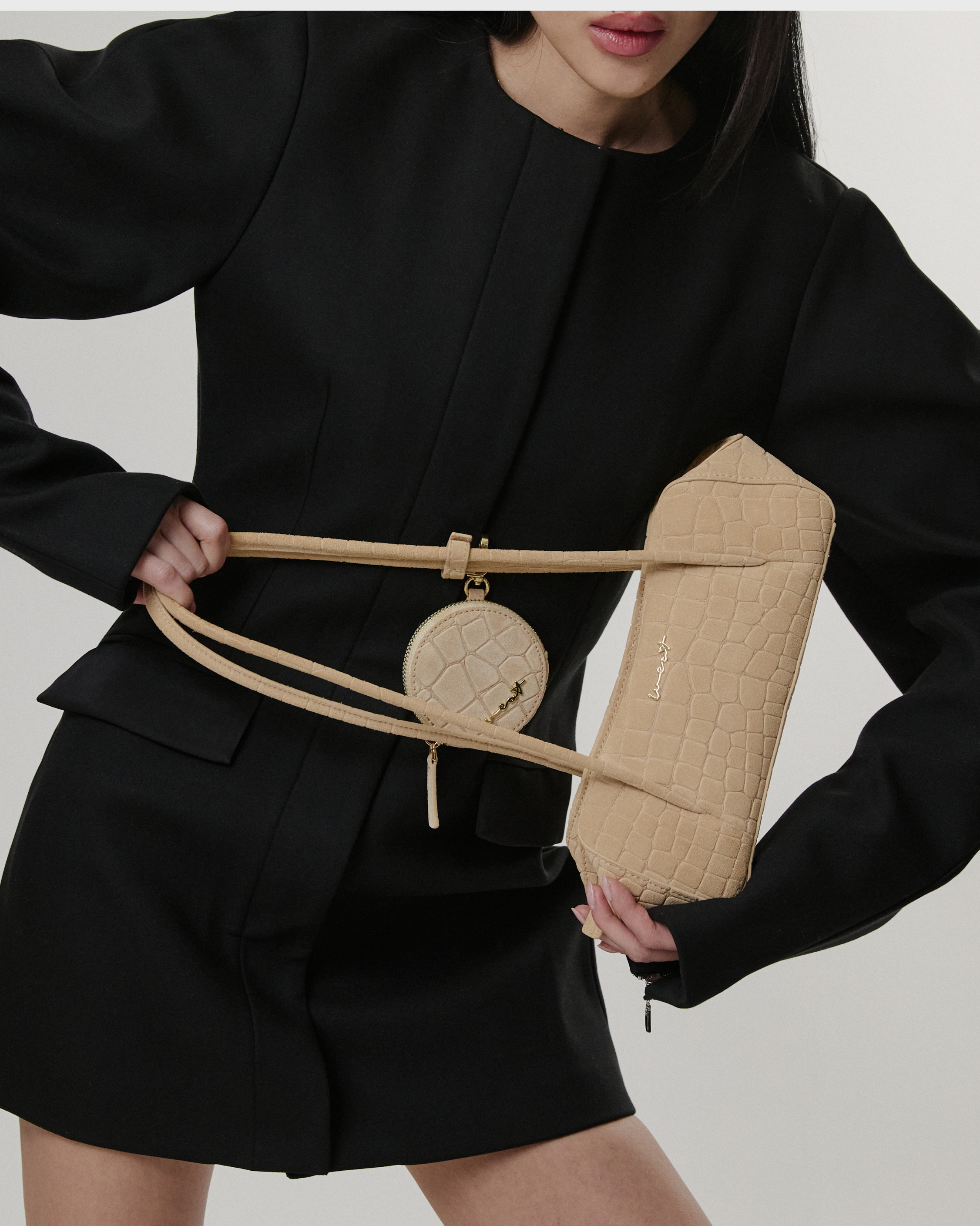 East West Bag Croco Beige