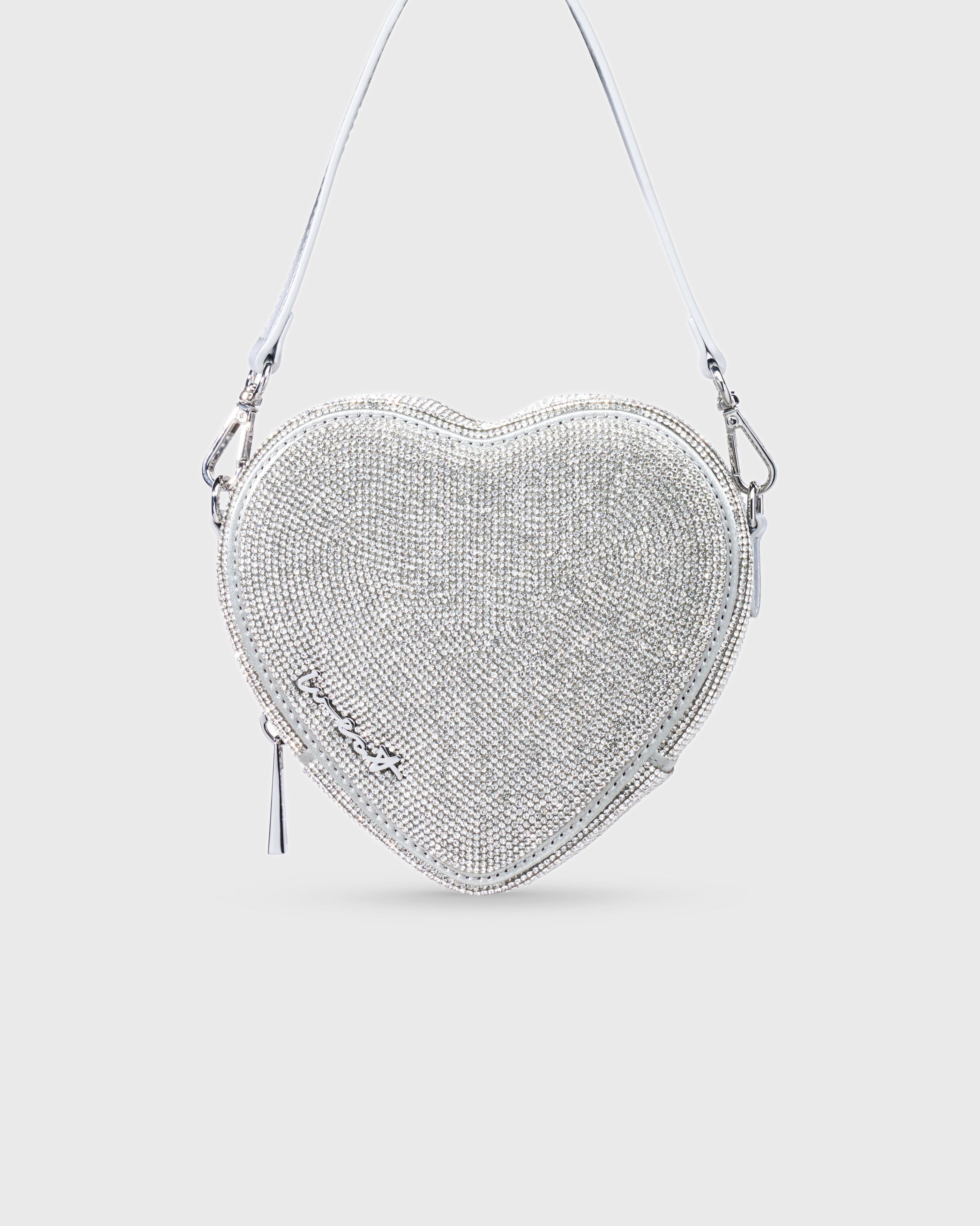 Midi Heart Bag Crystal - Silver