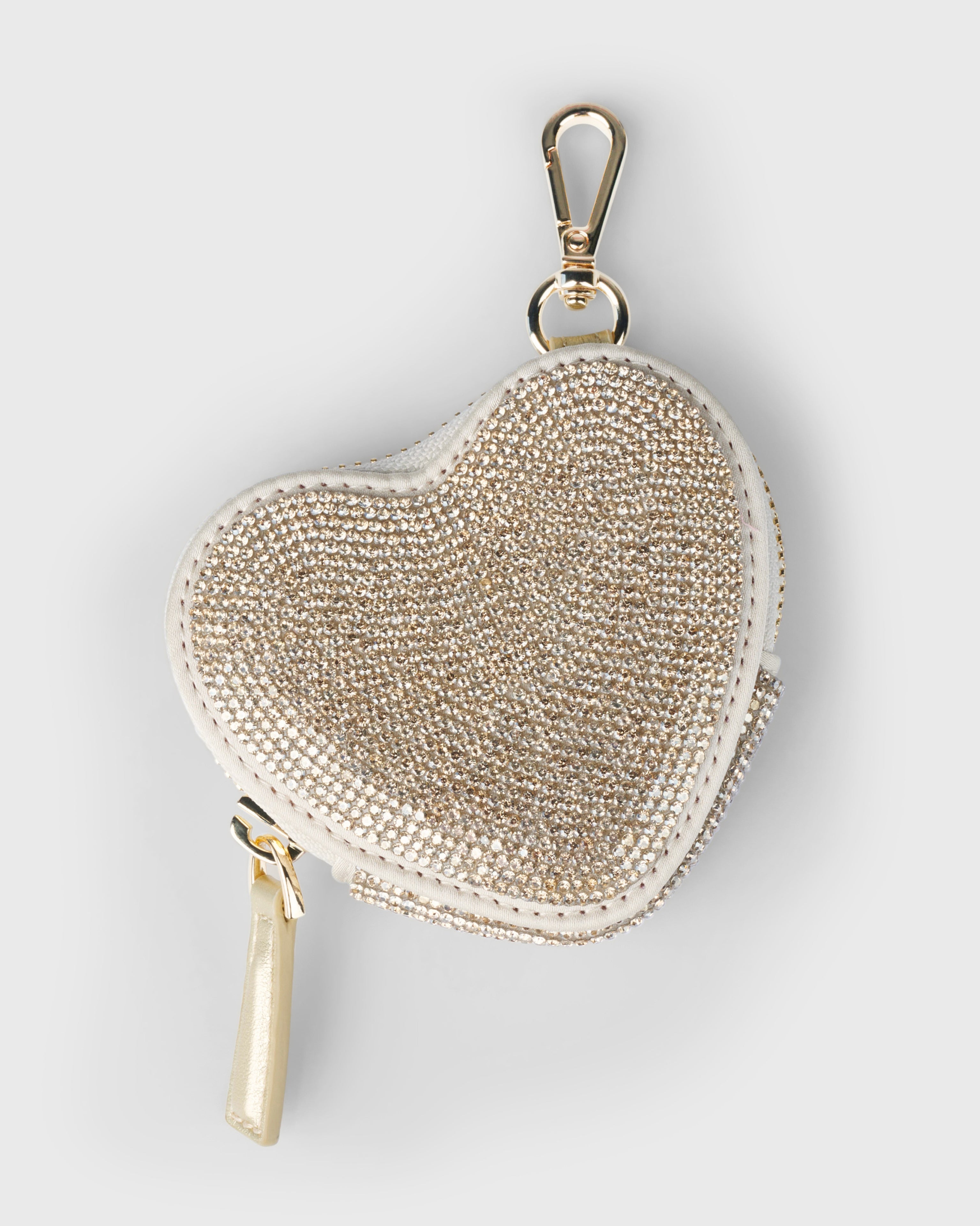 Coin Purse Heart Crystal Champagne