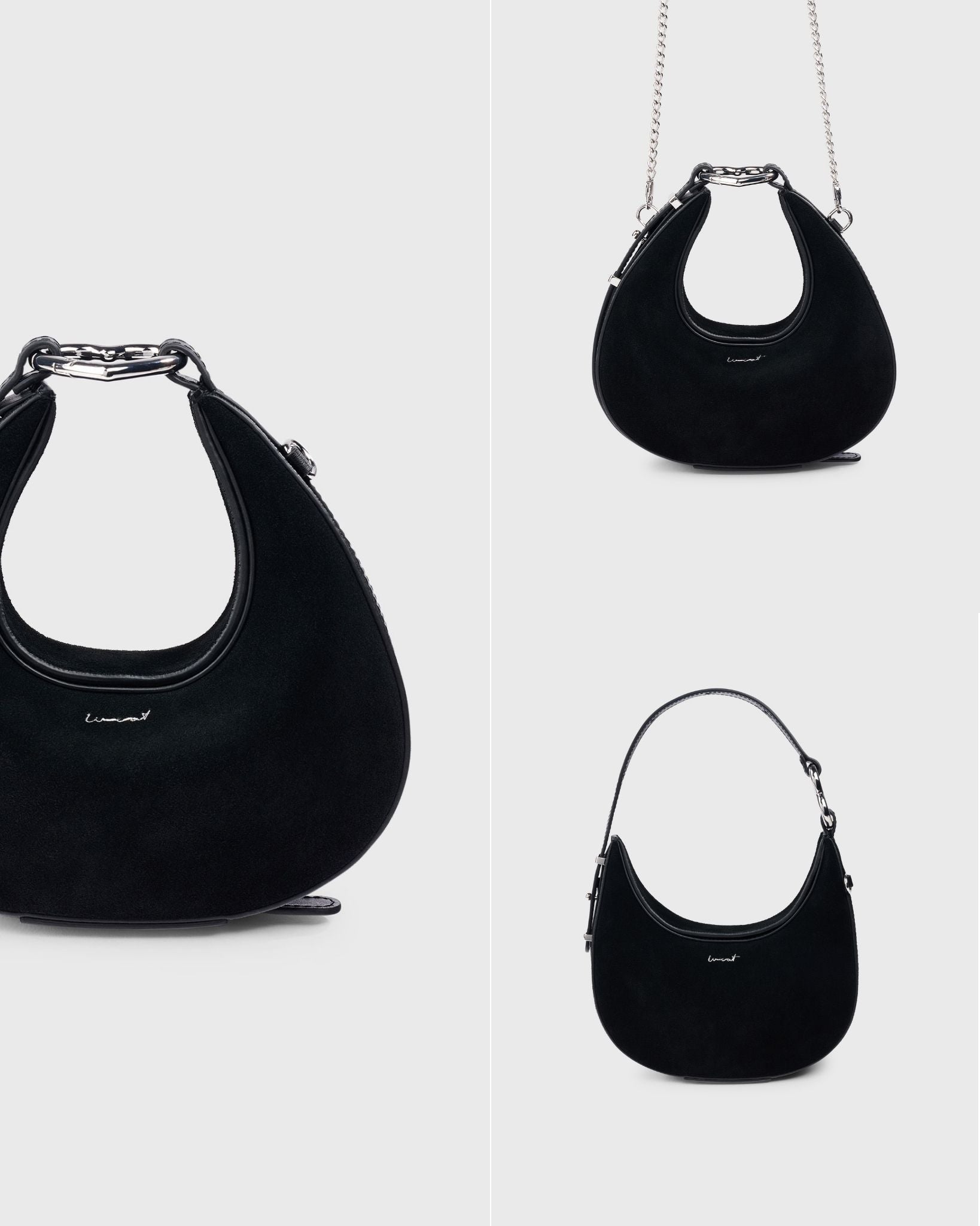 Mini Halfmoon Bag Black Suede