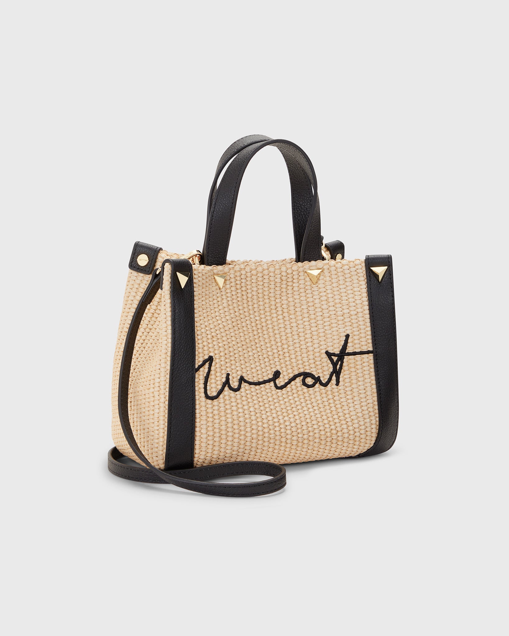 Mini Tote Raffia Black