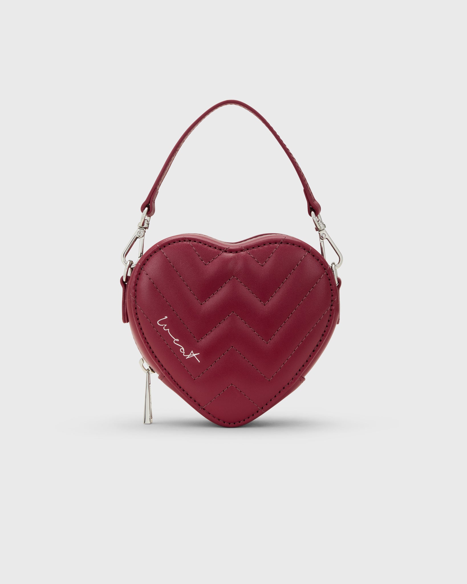 Mini Heart Bag Burgundy Silver