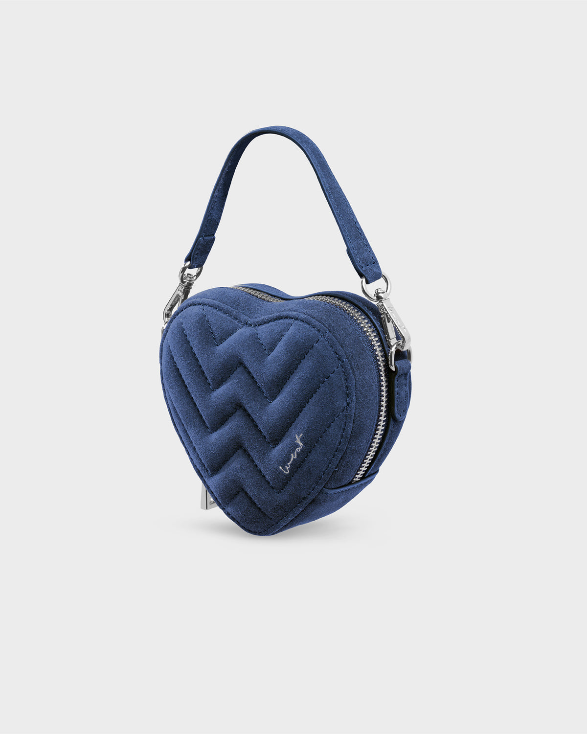 Mini Heart Bag Suede Midnight Blue