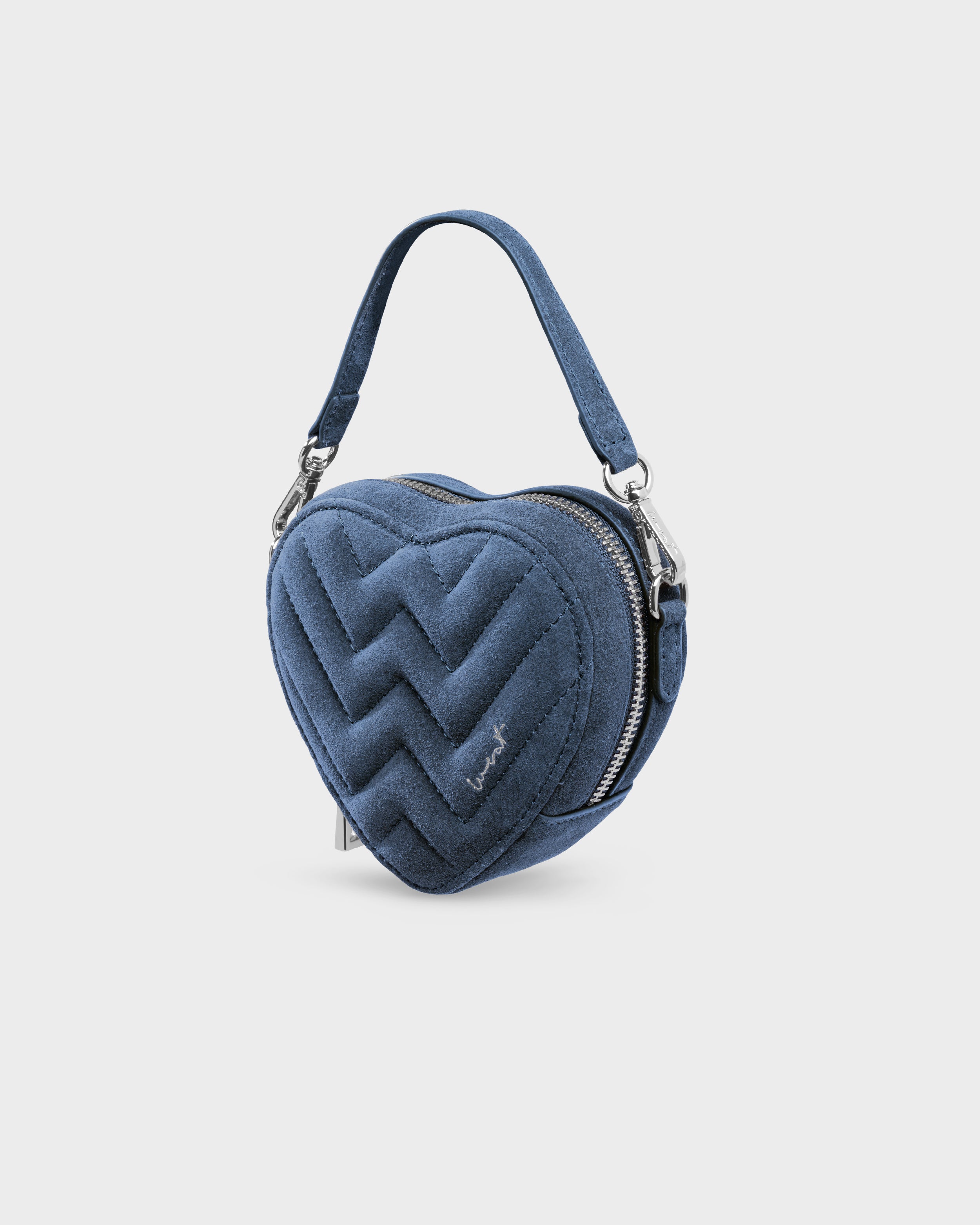 Mini Heart Bag Suede Midnight Blue