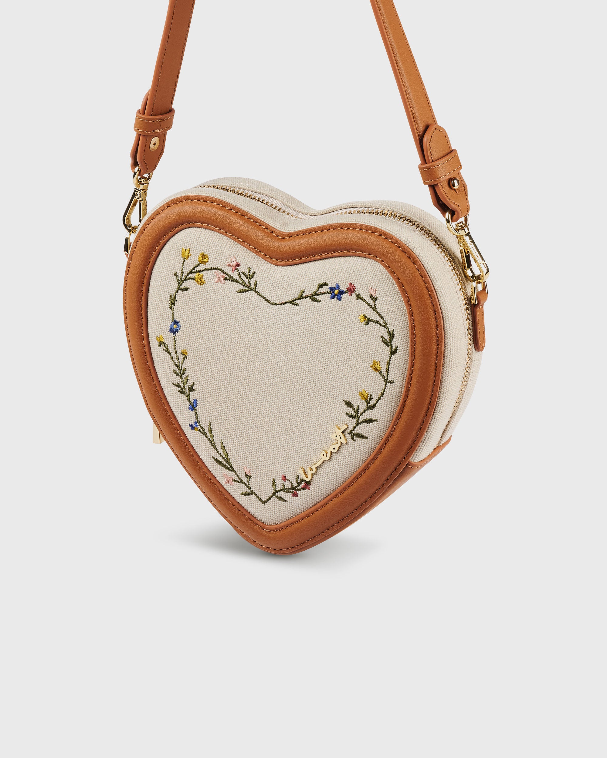 Big Heart Bag Embroidery Caramel