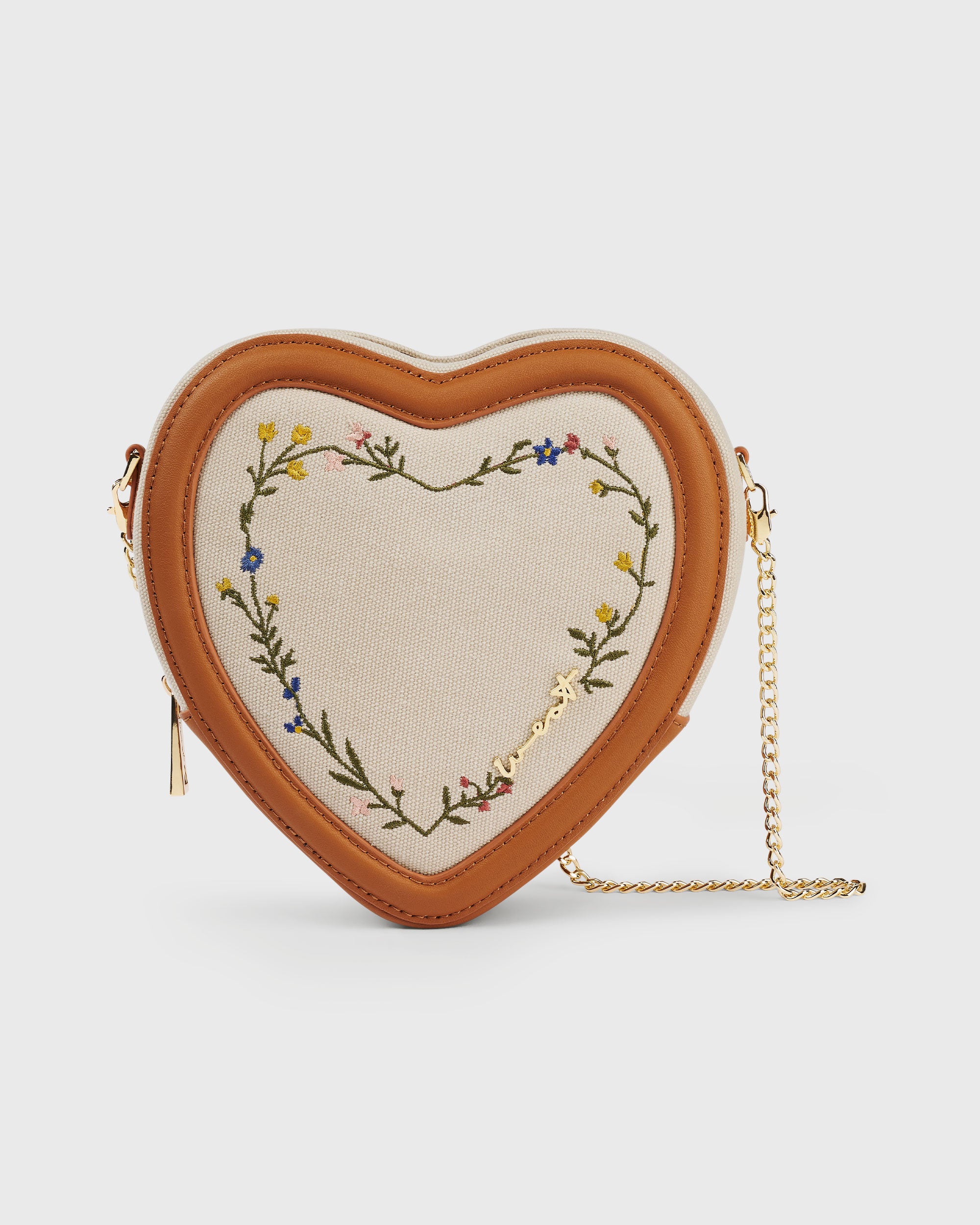 Big Heart Bag Embroidery Caramel