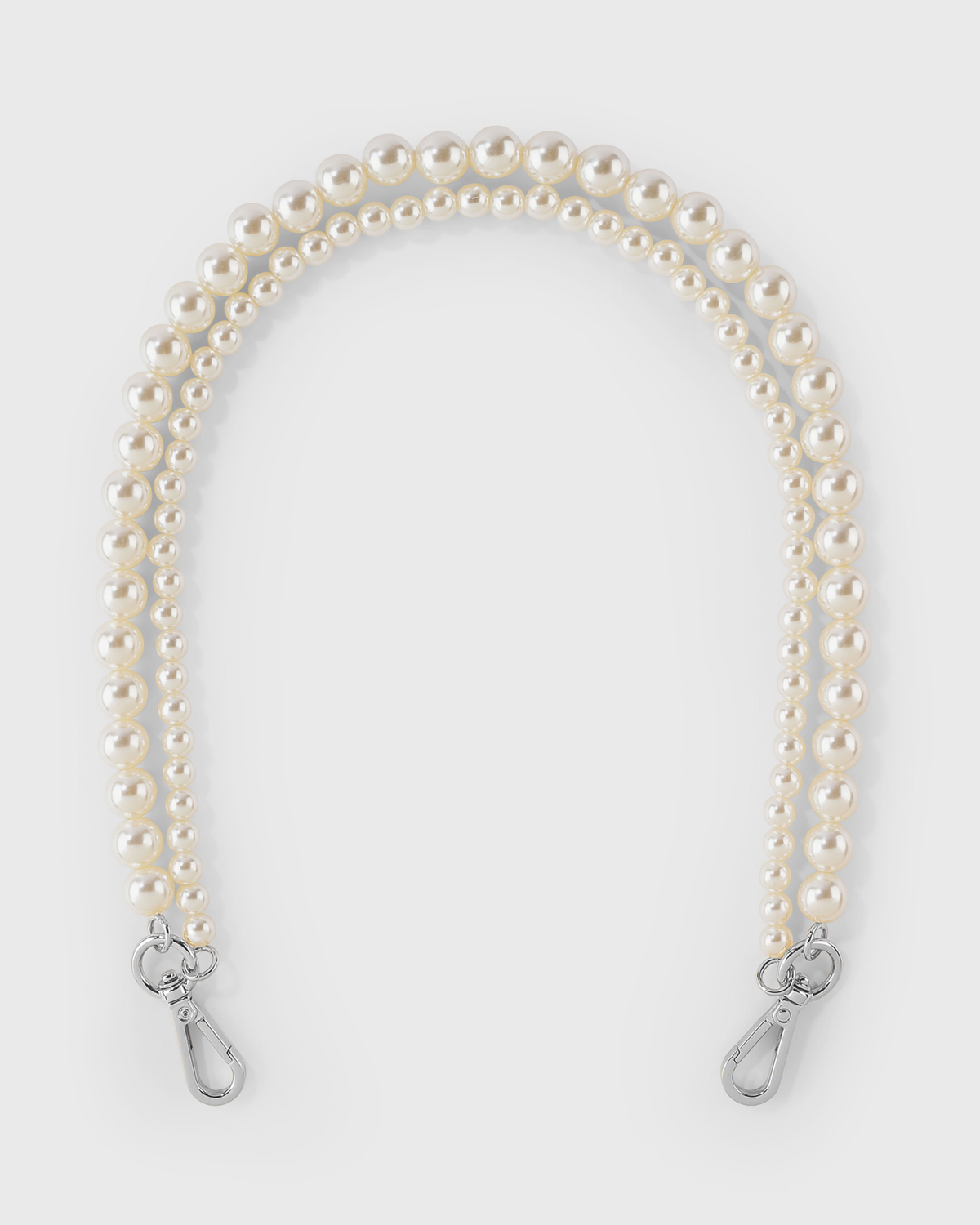 Double Pearl Strap Silver Long