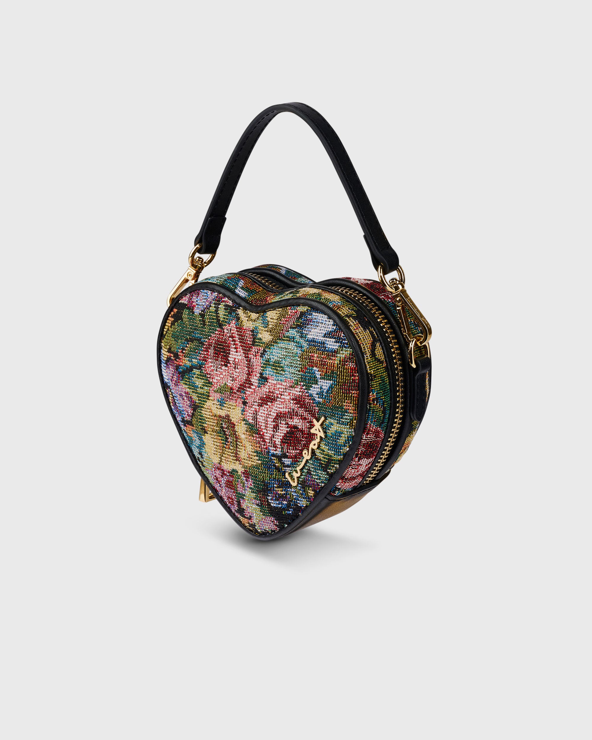 Mini Heart Bag Floral Black