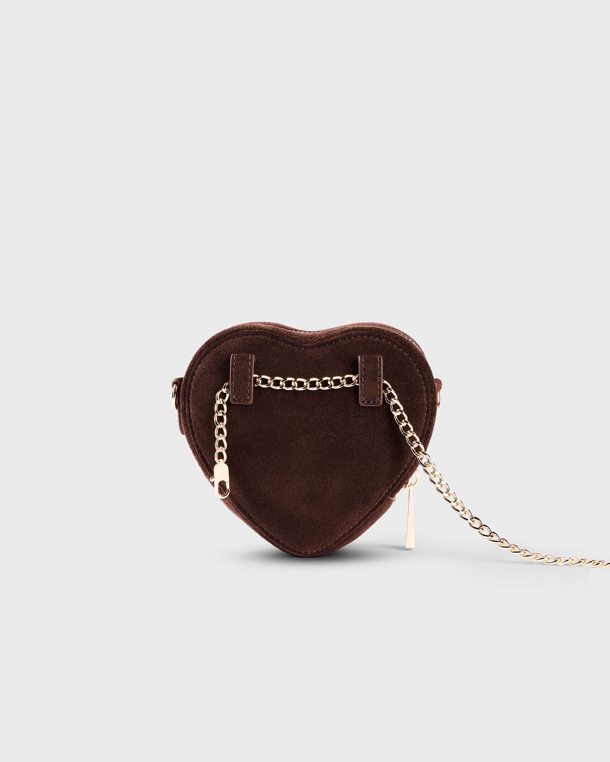 Mini Heart Bag Suede Chocolate