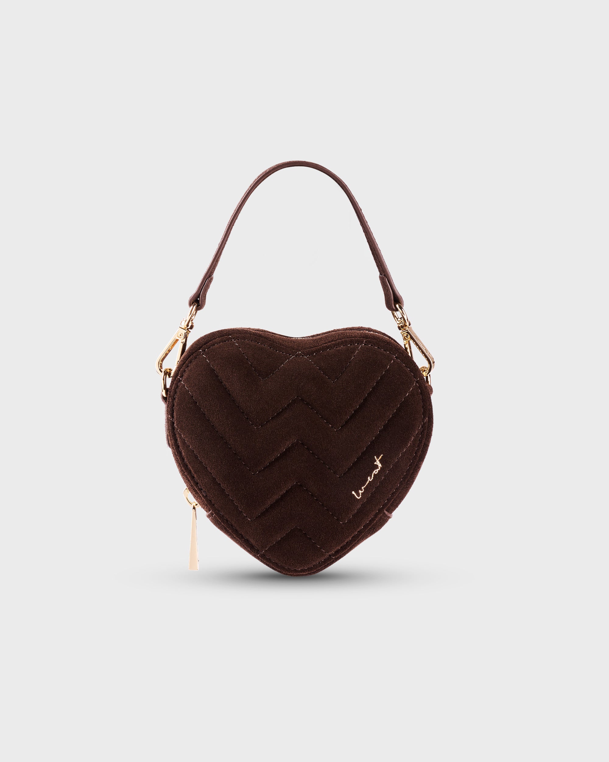 Mini Heart Bag Suede Chocolate