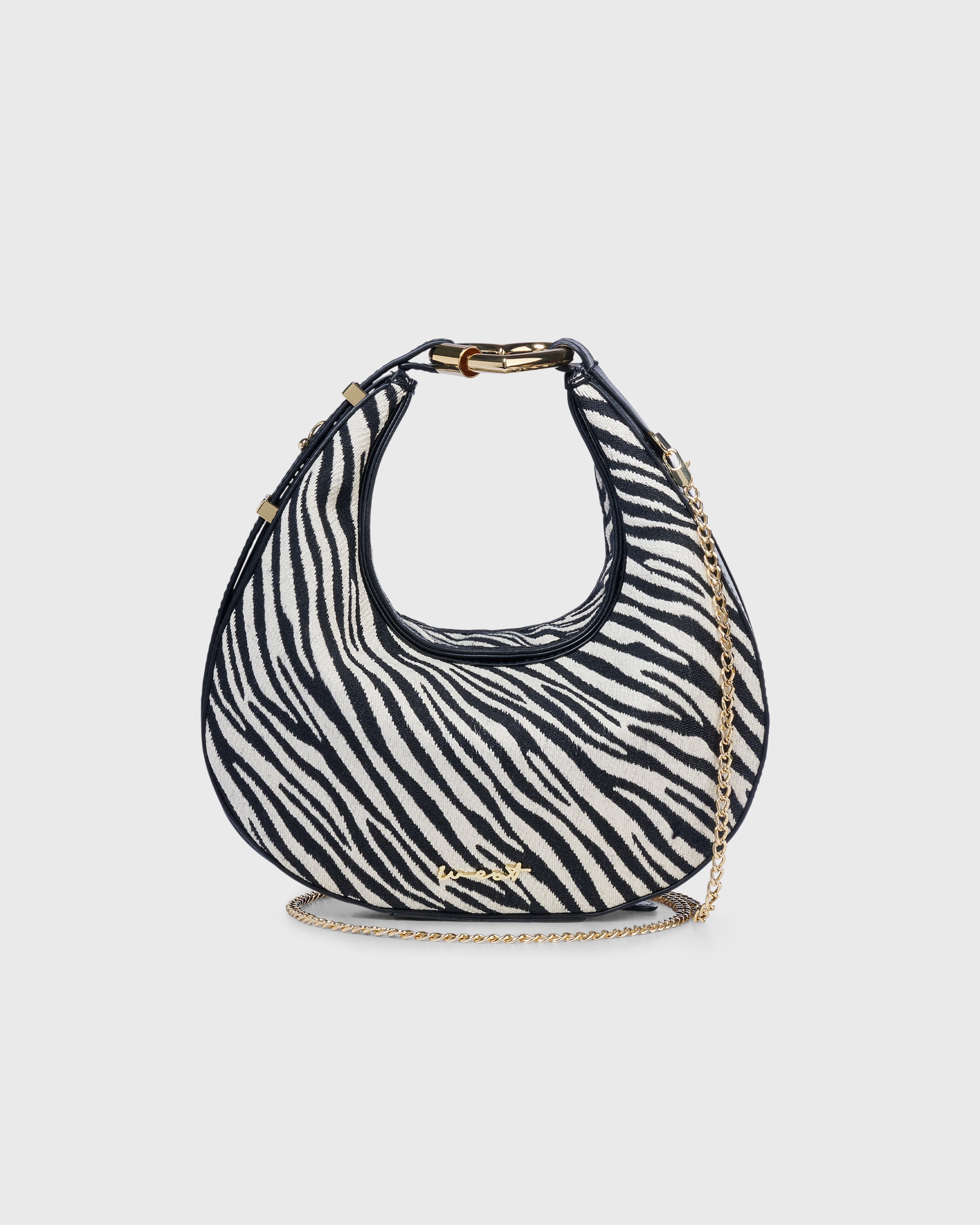 Halfmoon Bag Raffia Zebra