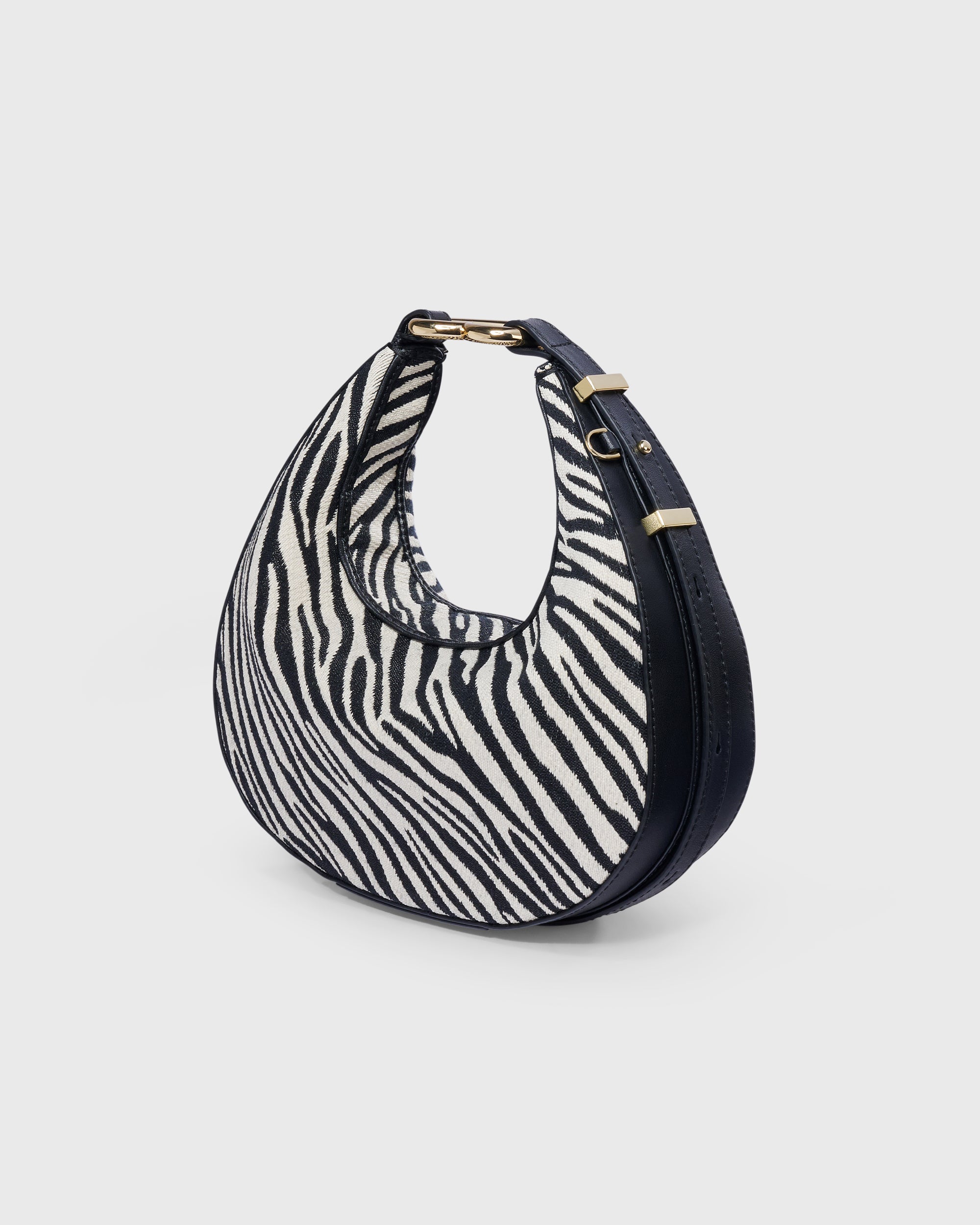 Halfmoon Bag Raffia Zebra