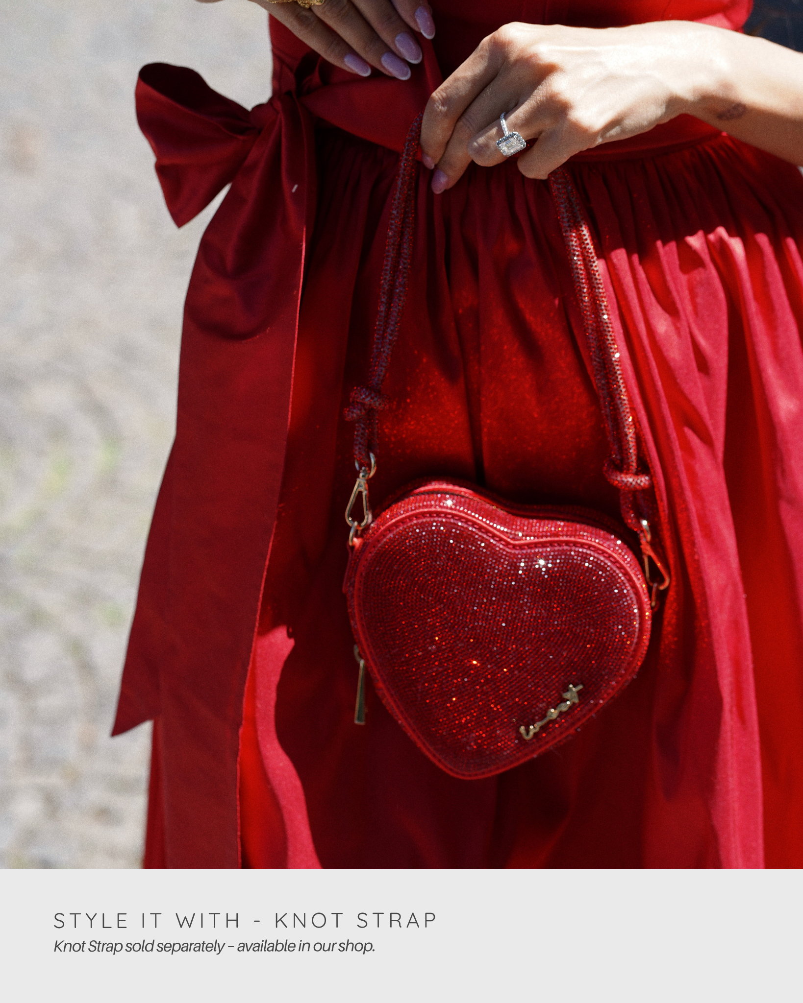 Midi Heart Bag Crystal Cherry
