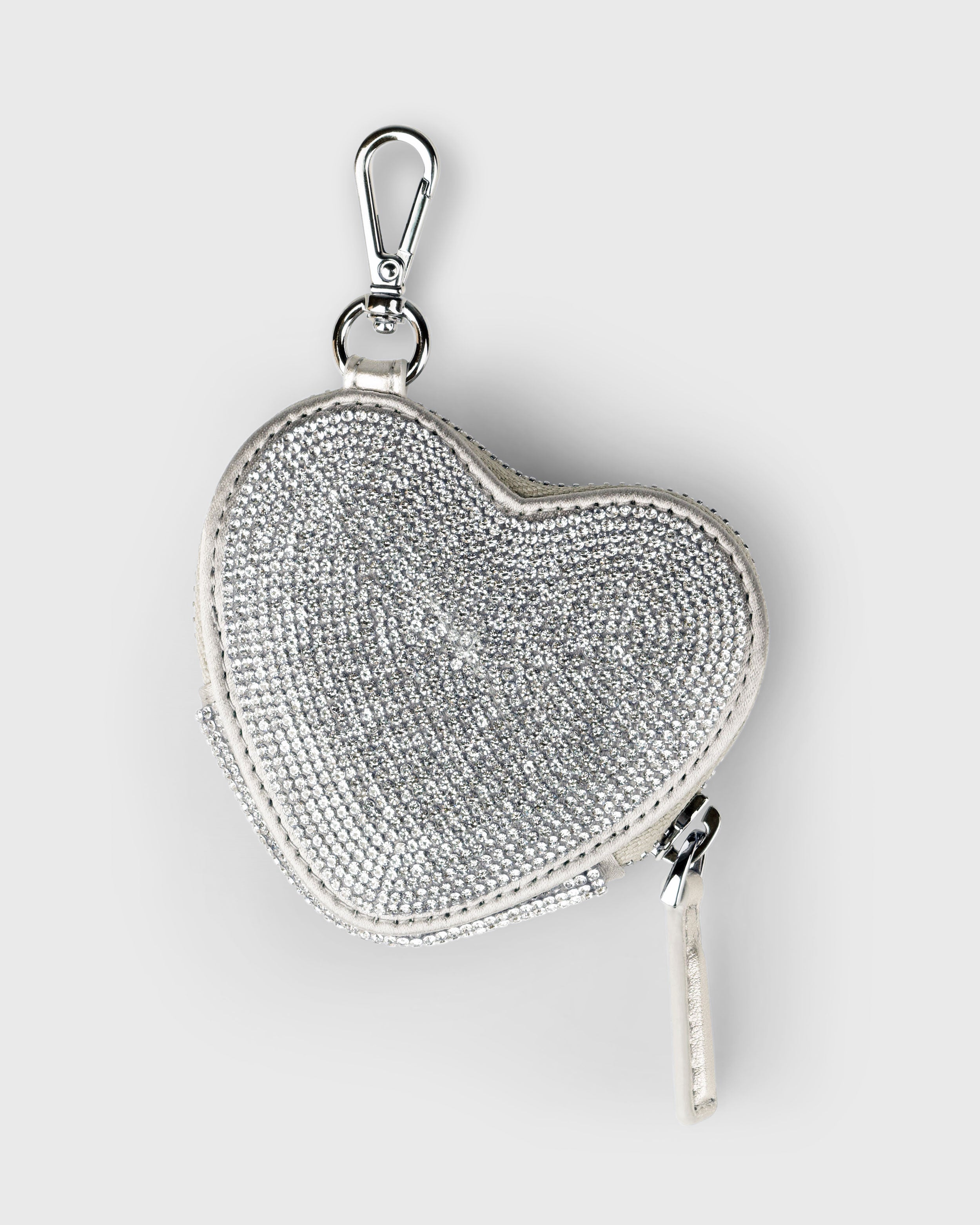 Coin Purse Heart Crystal Silver