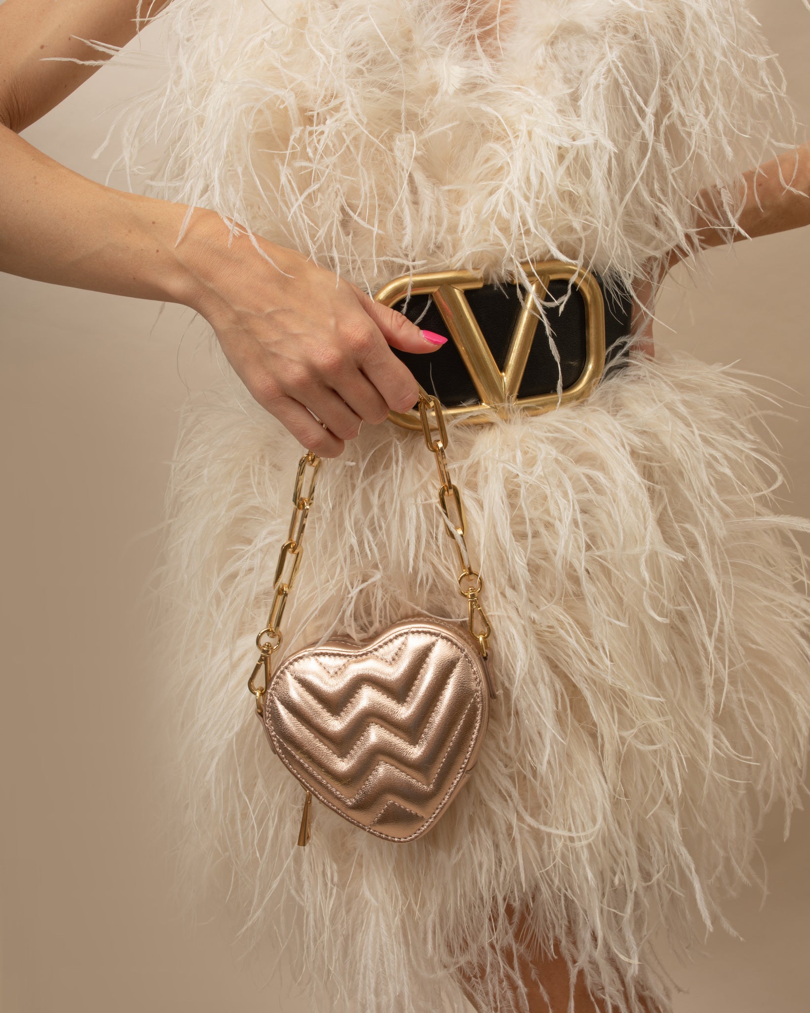 Mini Heart Bag Metallic Rose