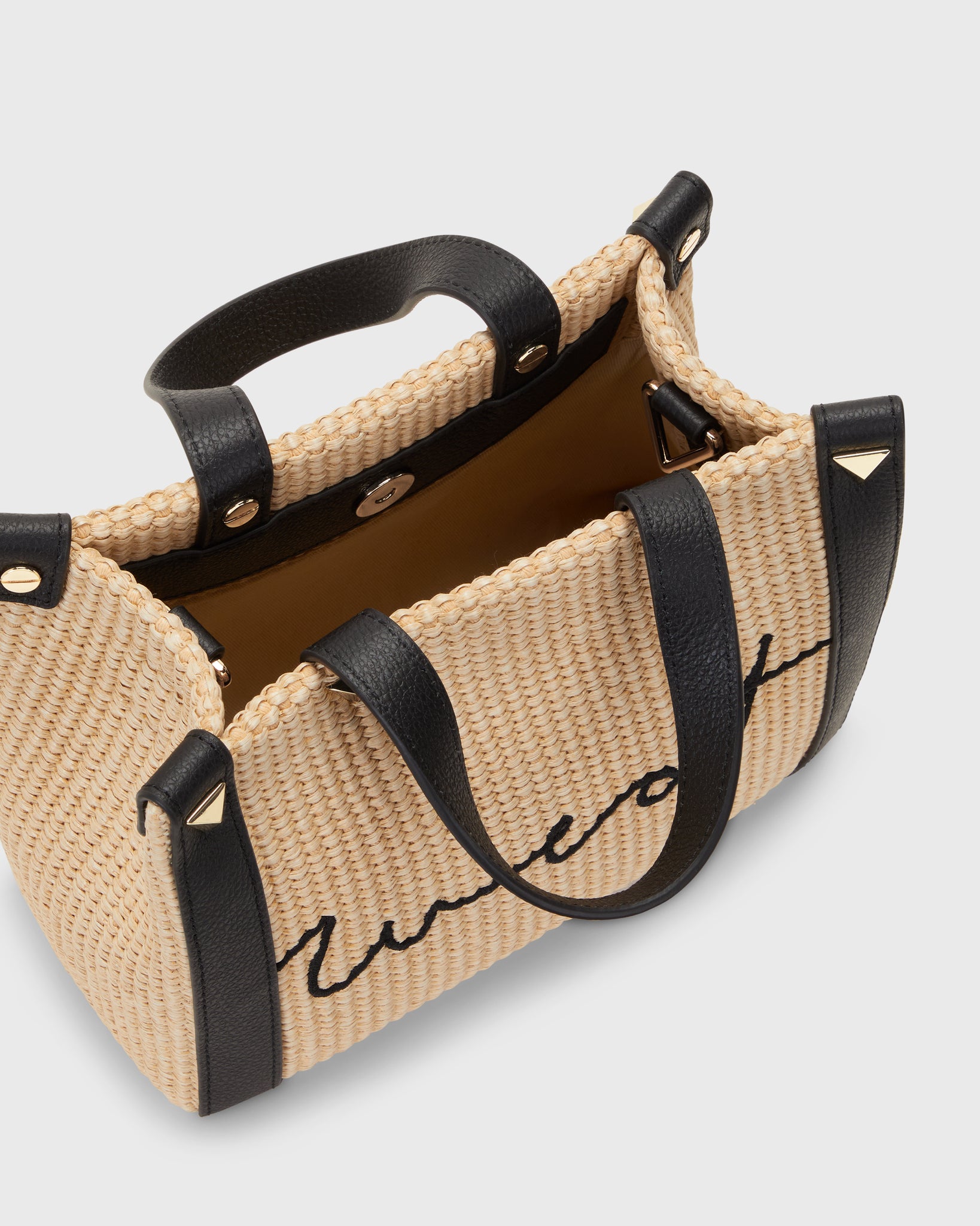 Mini Tote Raffia Black