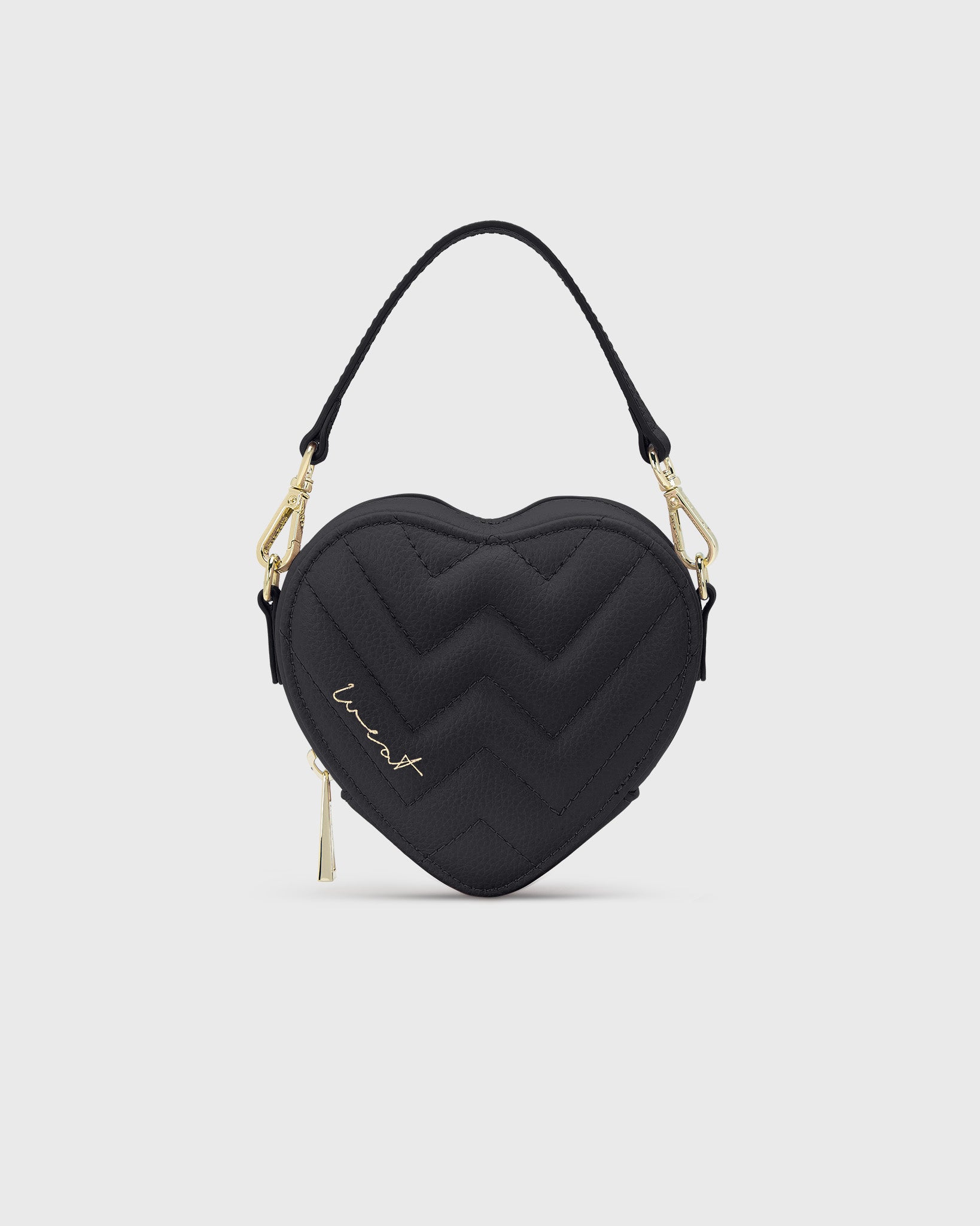Cute Mini Black Heart Pattern Curved Makeup Bag