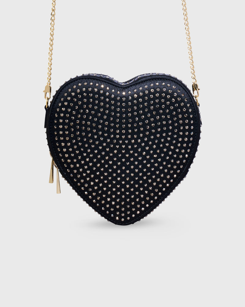 Big Heart Bag Crystal Black Silk