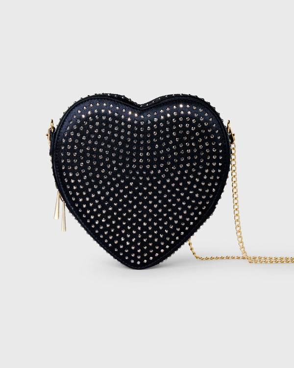 Big Heart Bag Crystal Black Silk