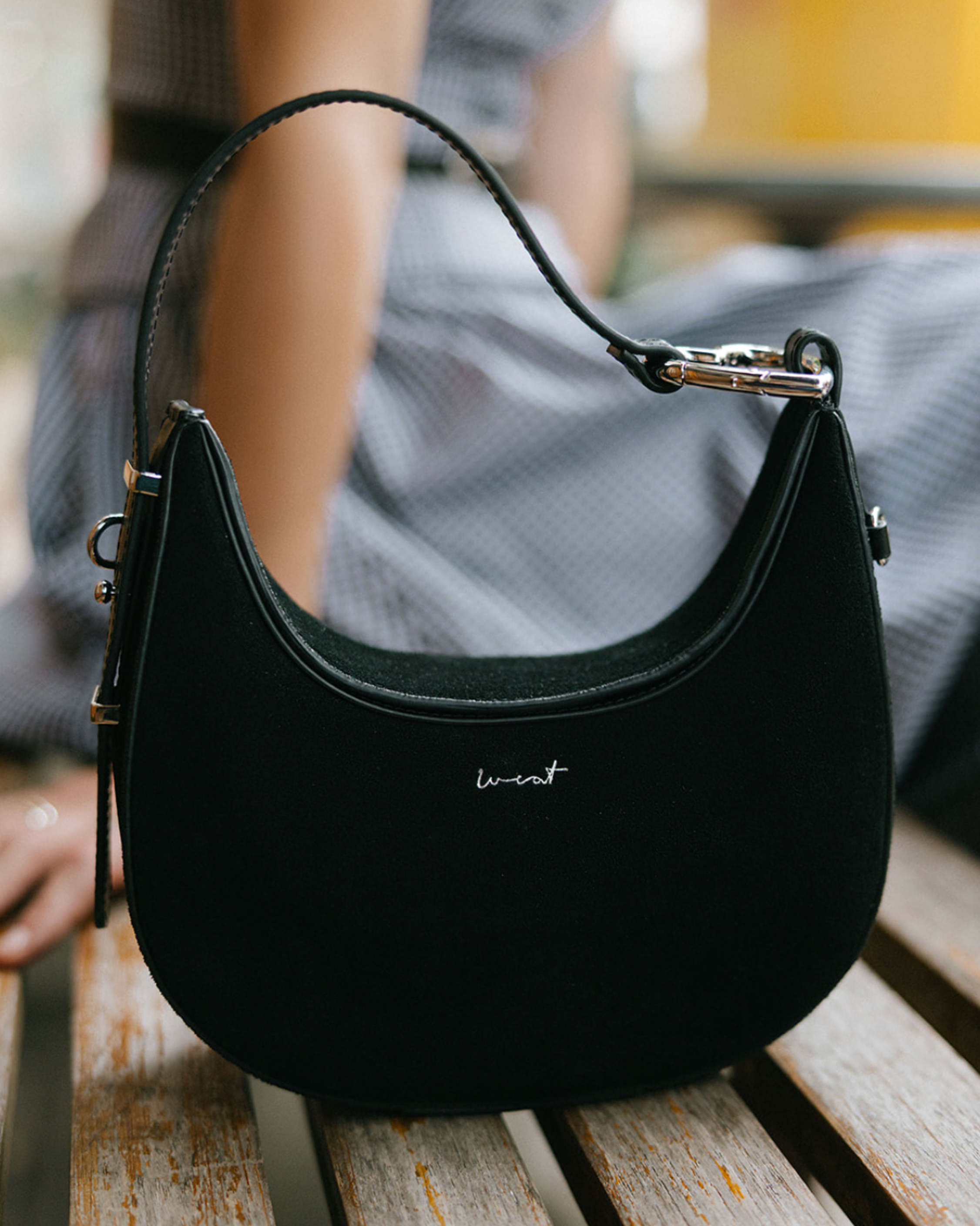 Mini Halfmoon Bag Black Suede