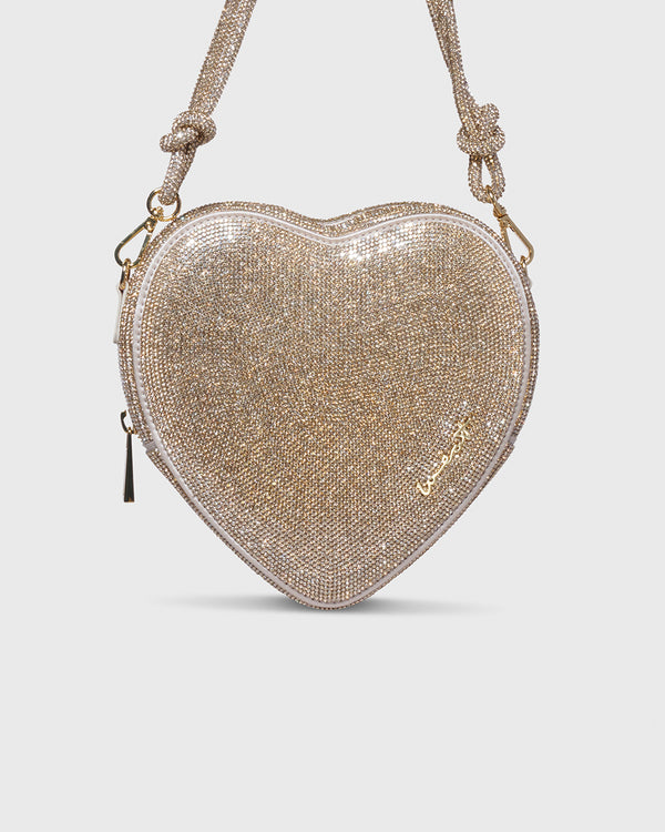 Big Heart Bag Crystal Champagne with Knot Strap