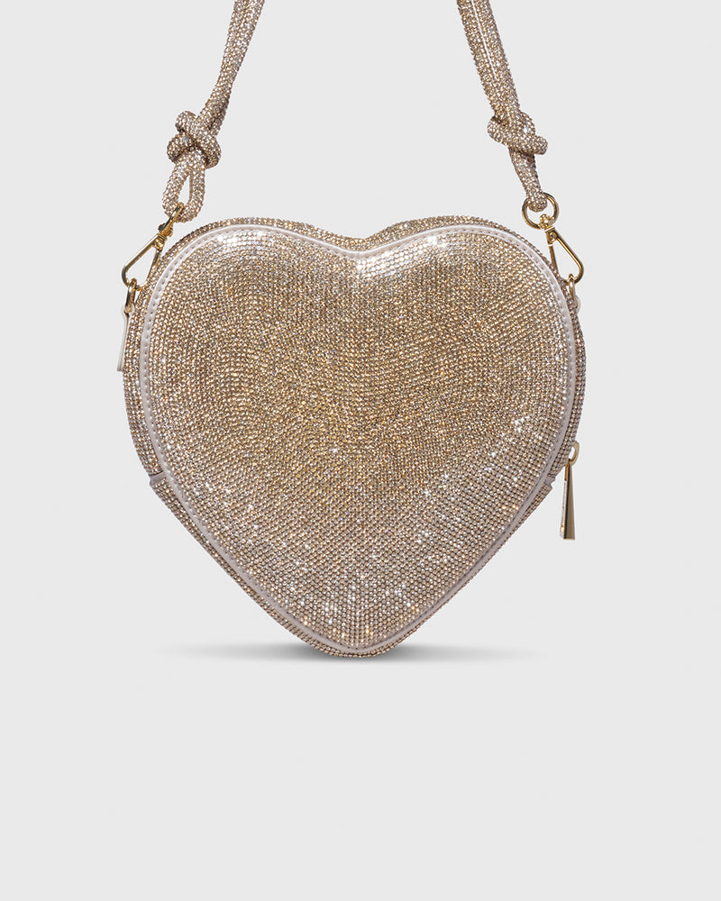 Big Heart Bag Crystal Champagne with Knot Strap