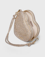 Big Heart Bag Crystal Champagne with Knot Strap