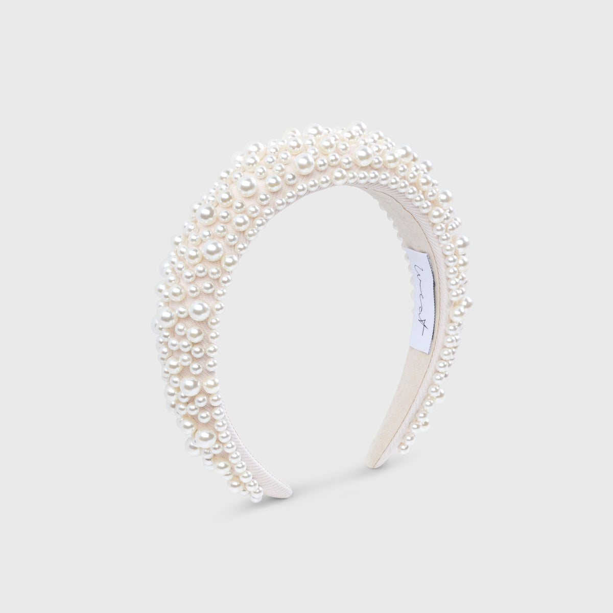 Bridal Pearl Headband White Sequin Embellished Padded Band NWT White faux pearl beaded headband thin skinny narrow bridal  main image 3