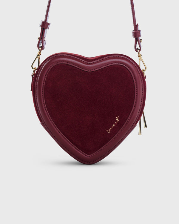 Big Heart Bag Suede Merlot