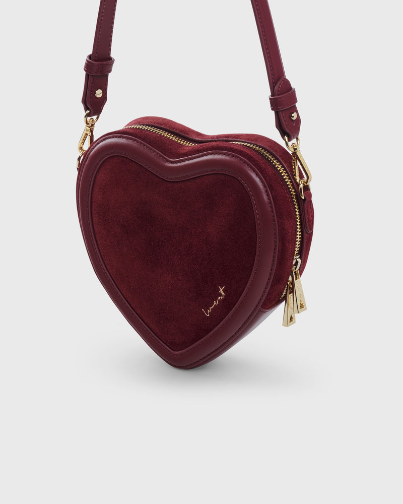 Big Heart Bag Suede Merlot