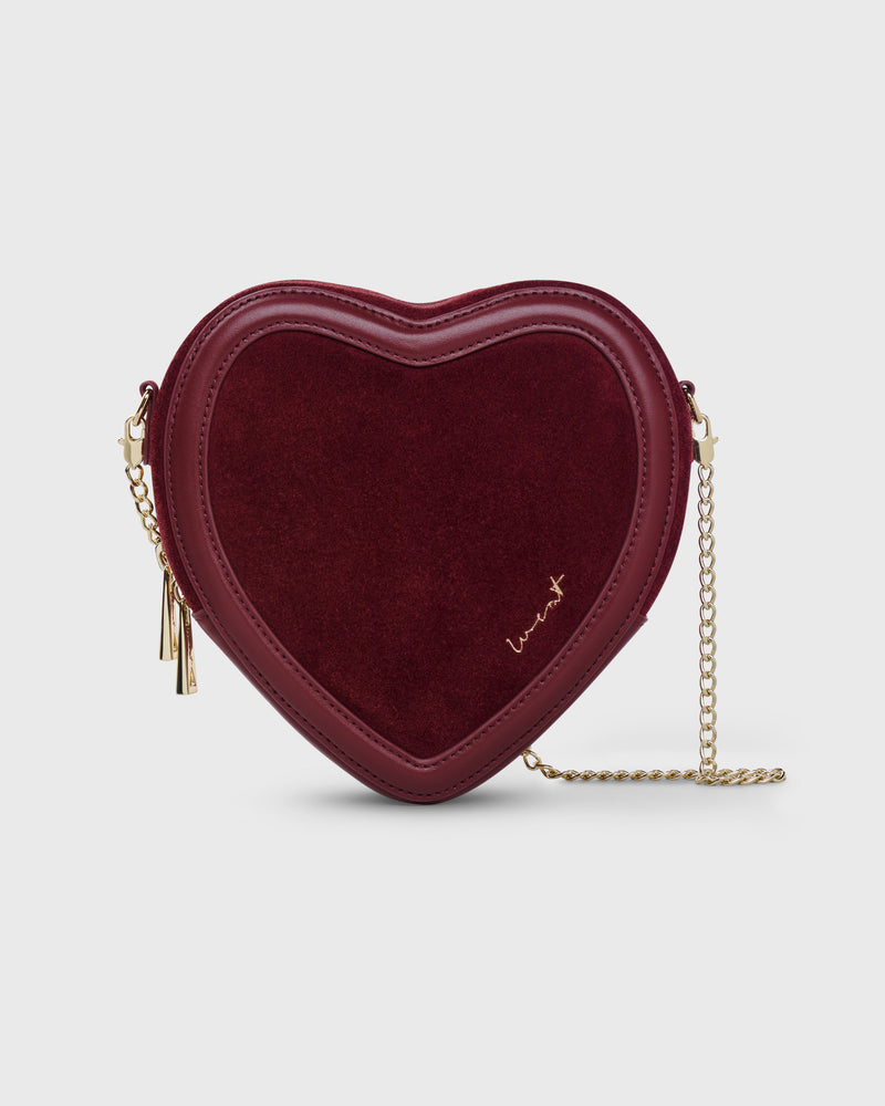 Big Heart Bag Suede Merlot