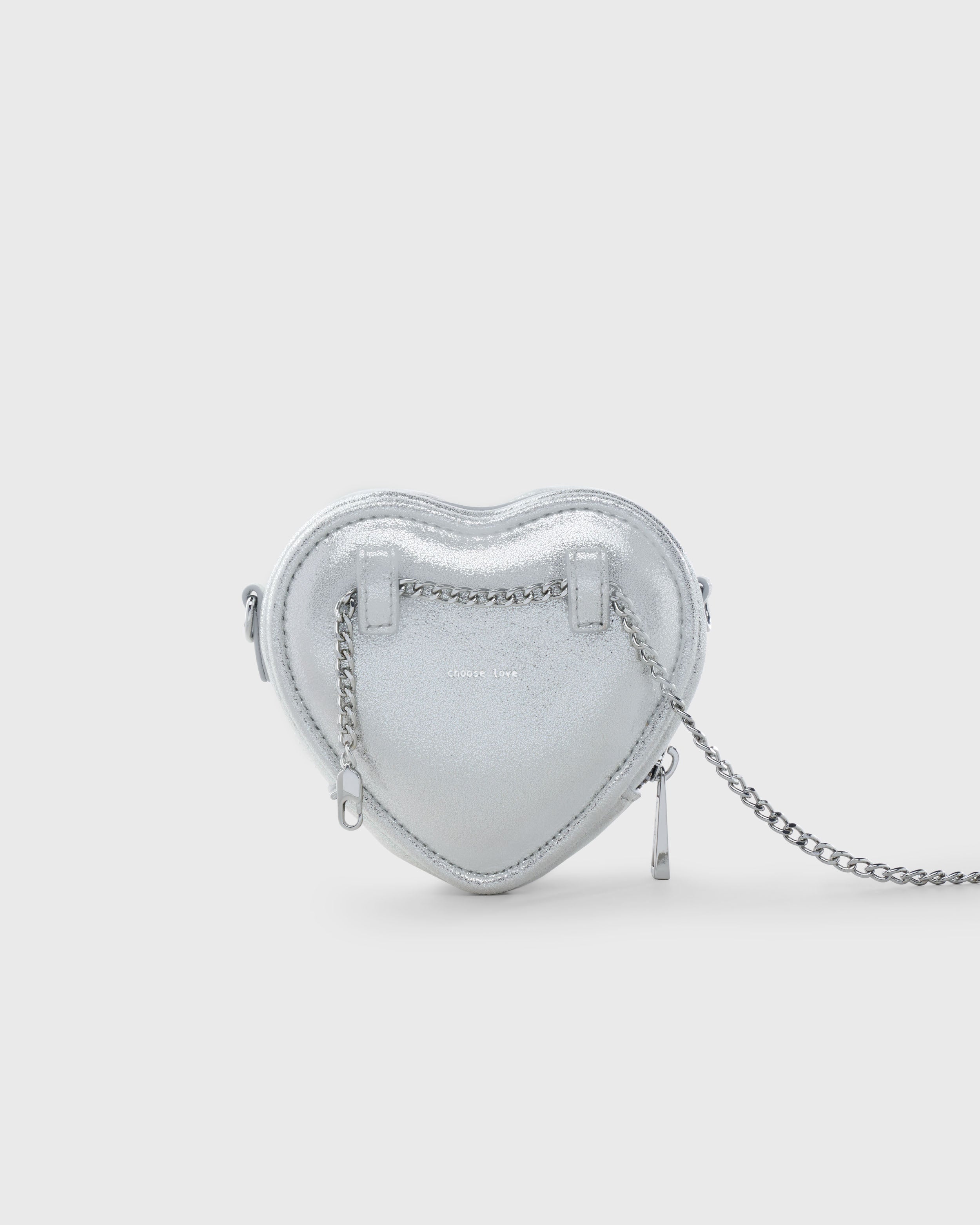 Mini Heart Bag Metallic Silver