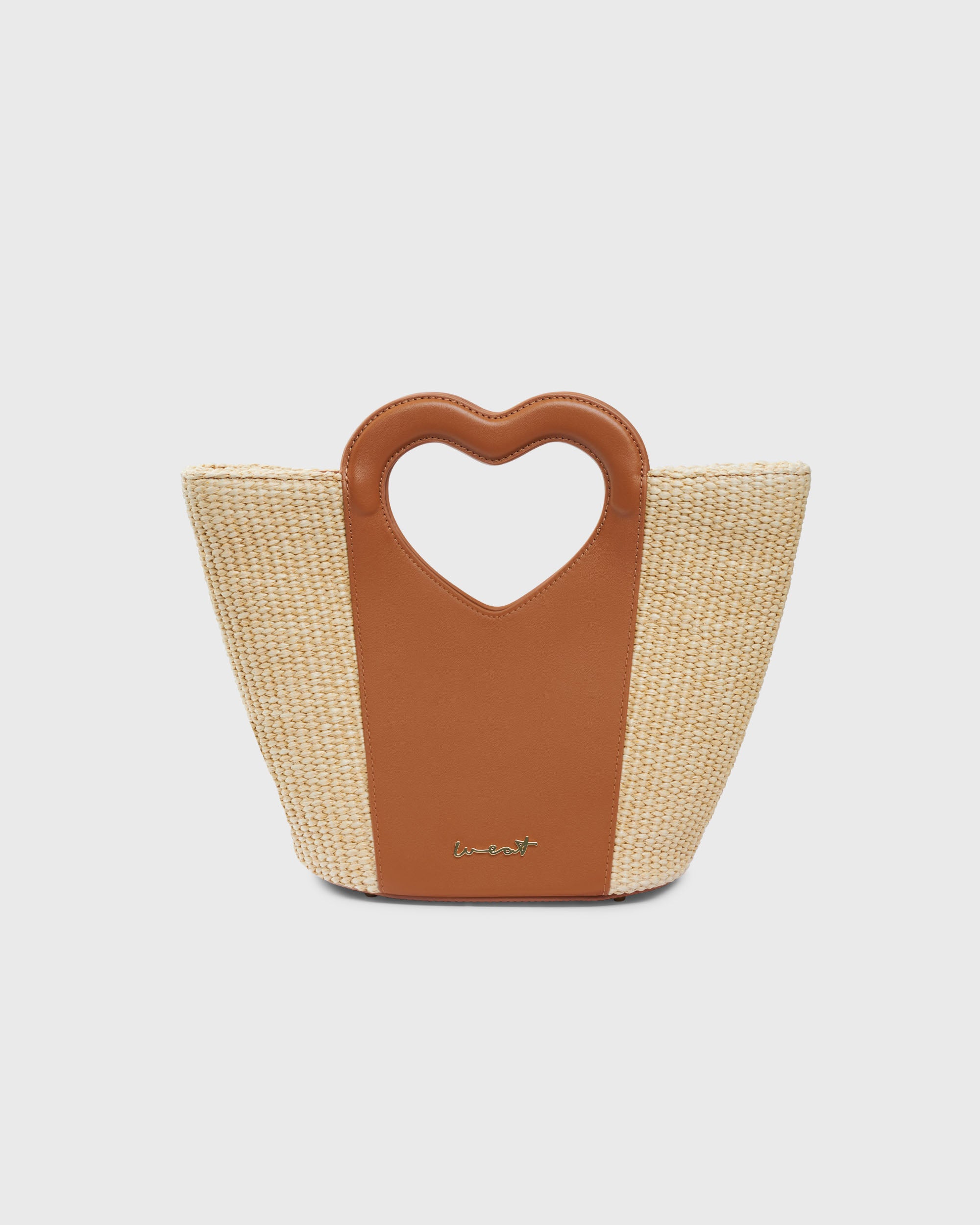 Mini Tote Heart Raffia Caramel