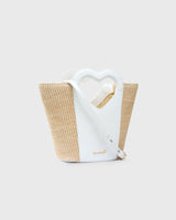 Mini Tote Heart Raffia Coconut