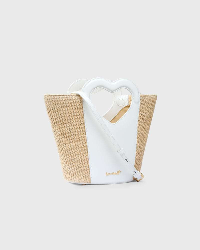 Mini Tote Heart Raffia Coconut